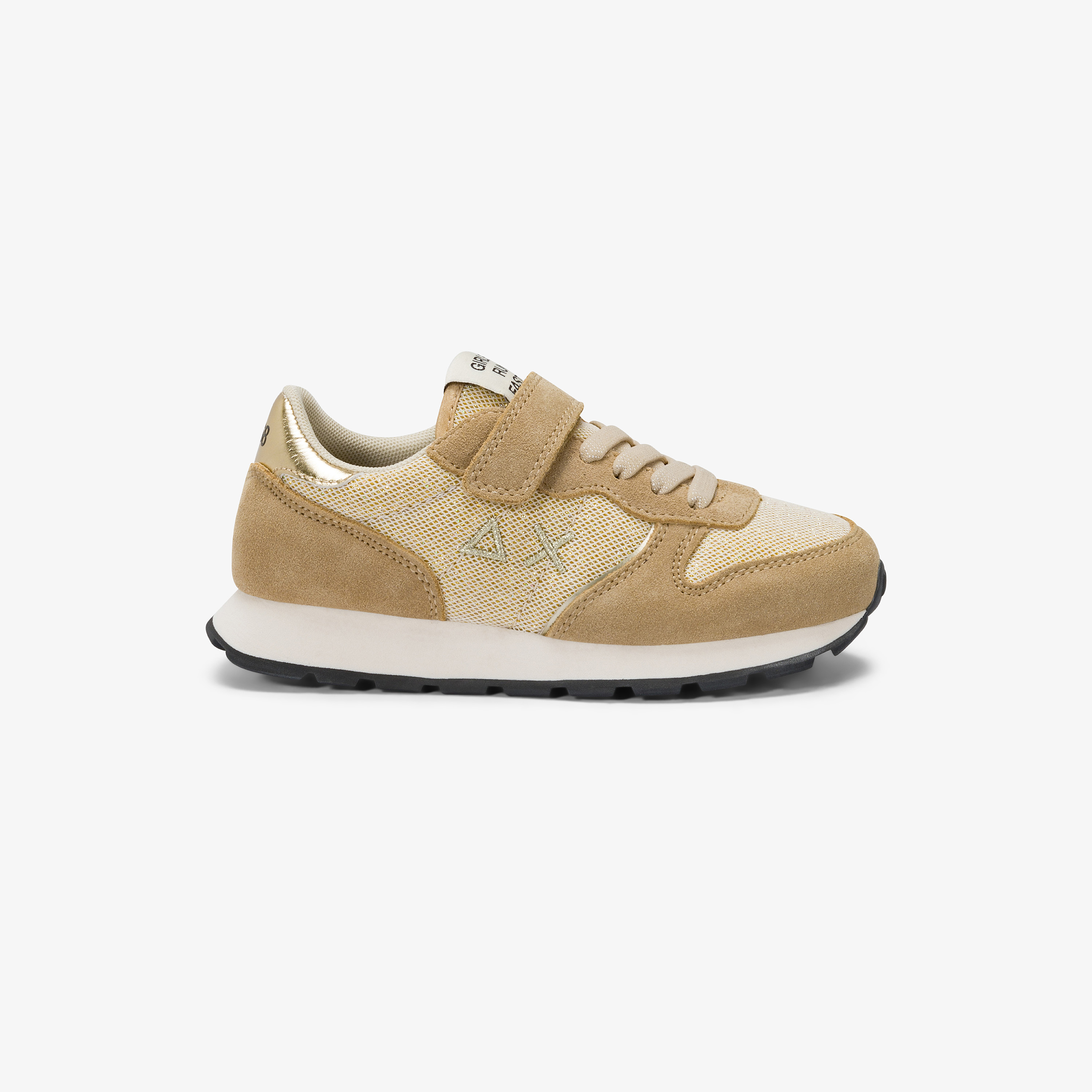 Gold Kid Girl's Ally Glitter lace-up and strap closure sneaker