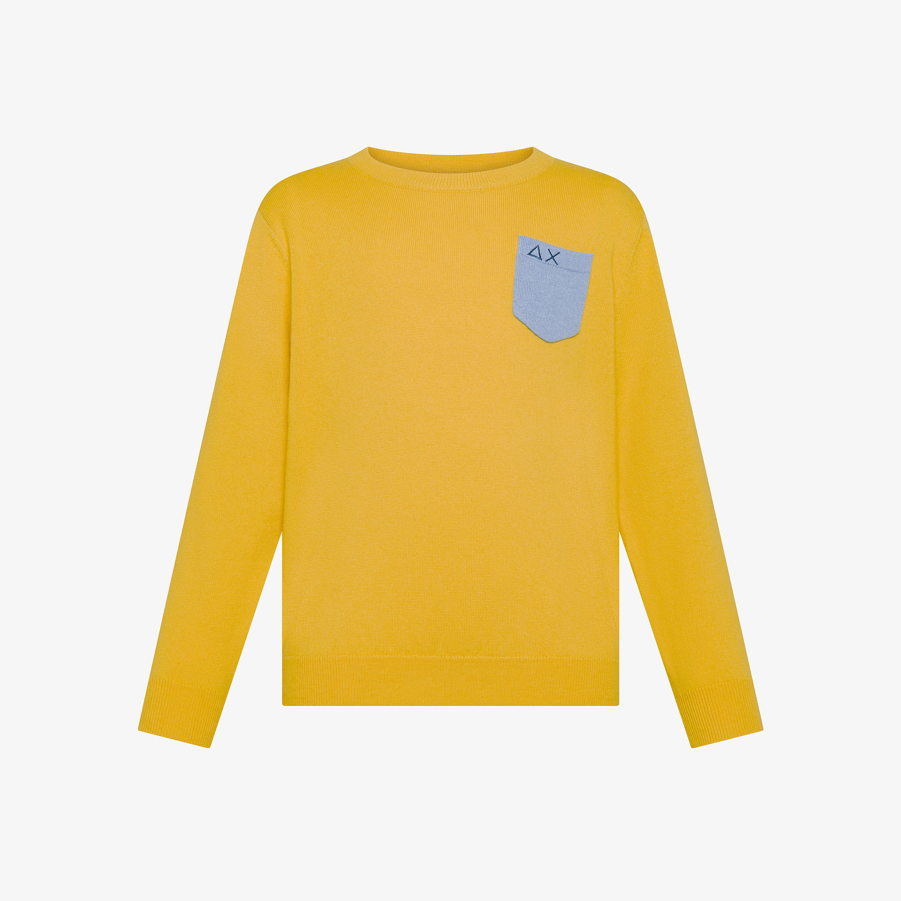 Yellow wool and cotton jumper with pocket
