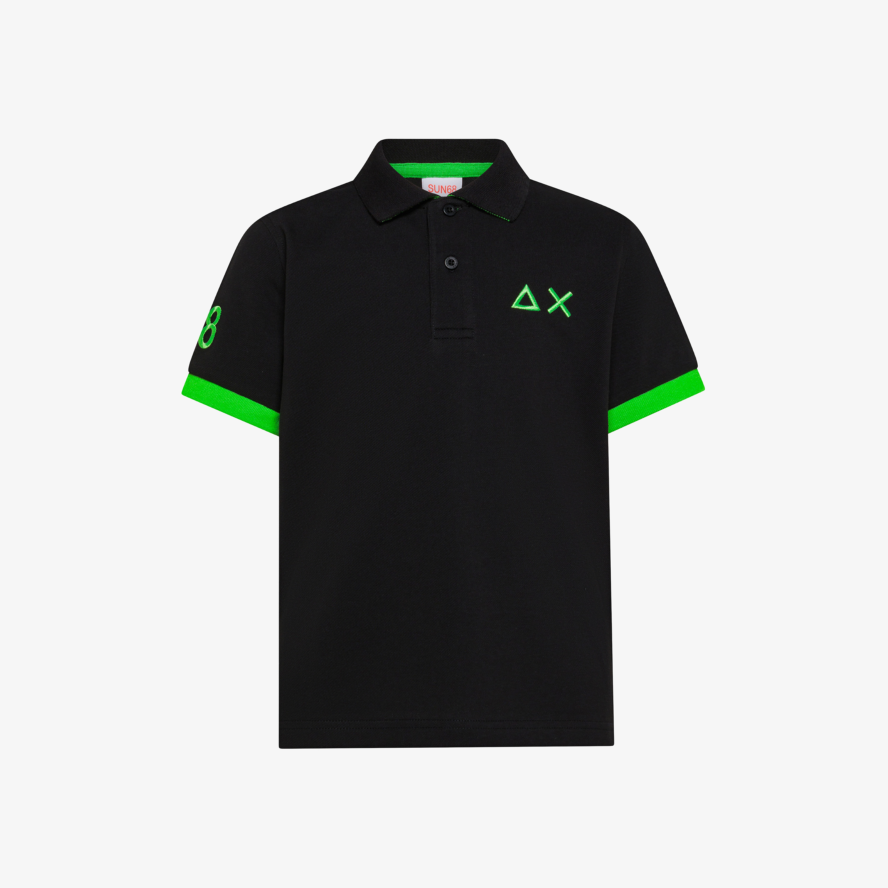 Polo con maxi logo in cotone nero