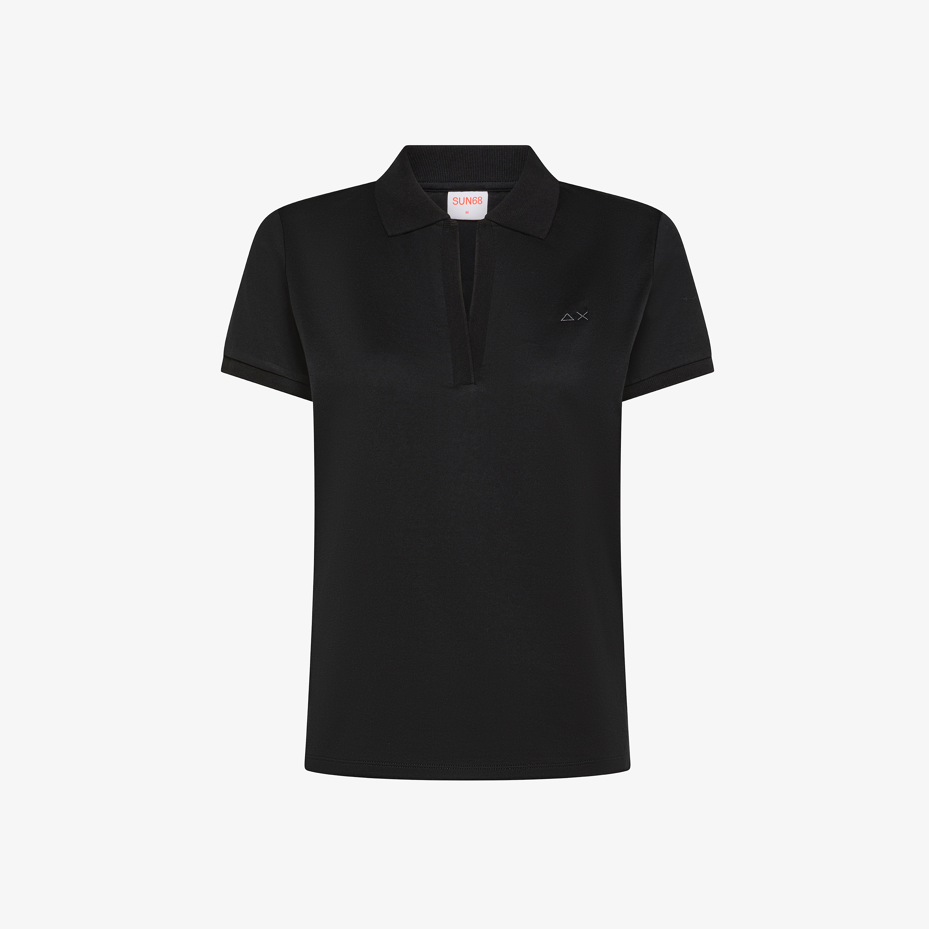 Black cotton jersey polo shirt