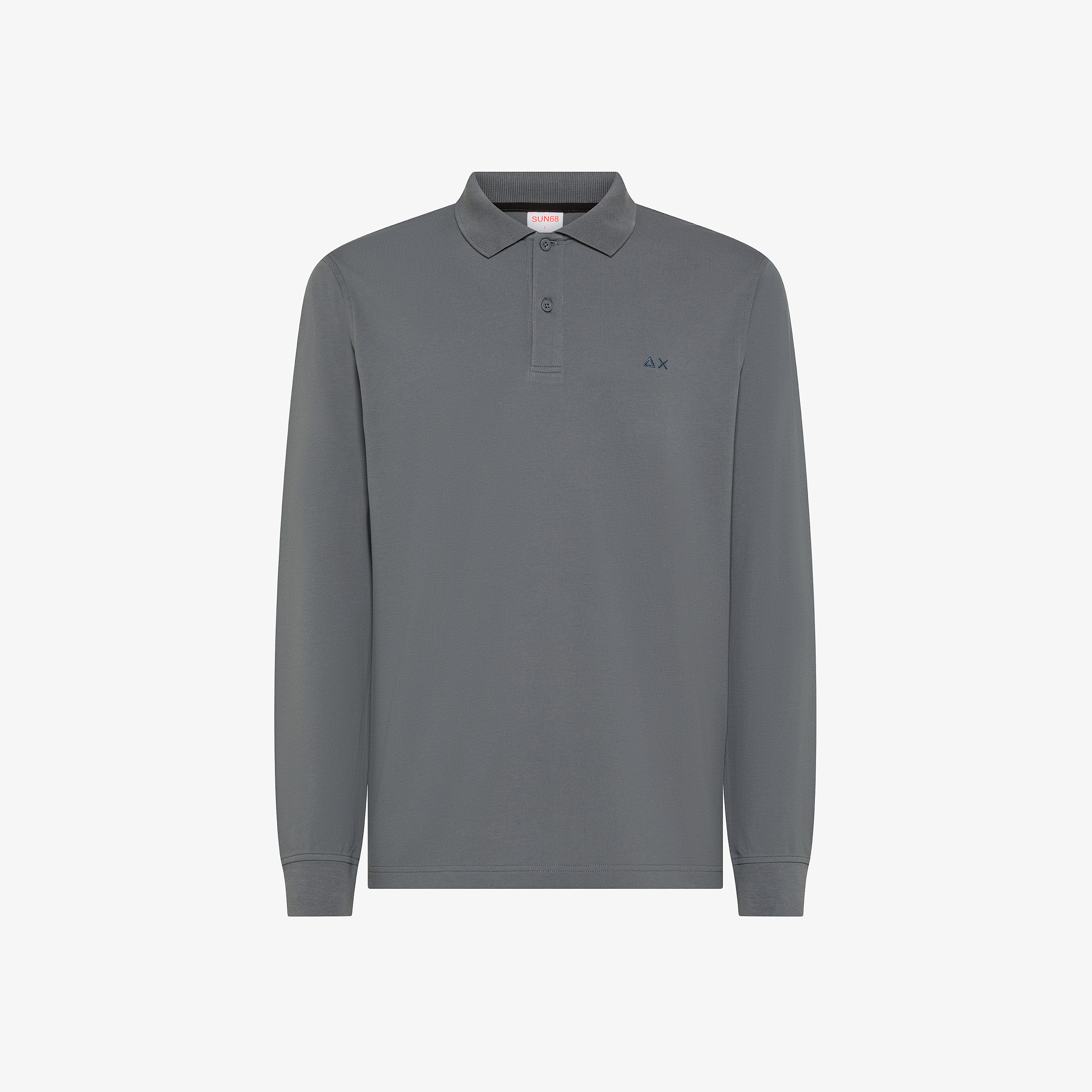 Polo con logo SUN68 in piquet nero inchiostro