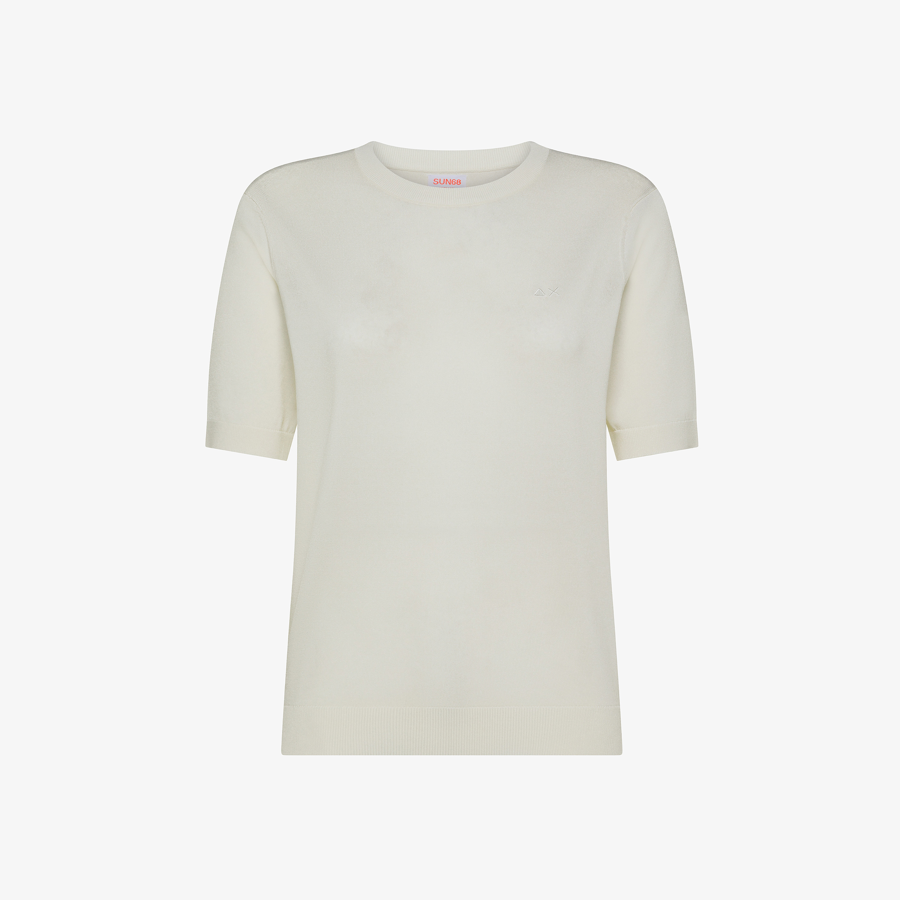 Off white knitted T-shirt with embroidered logo