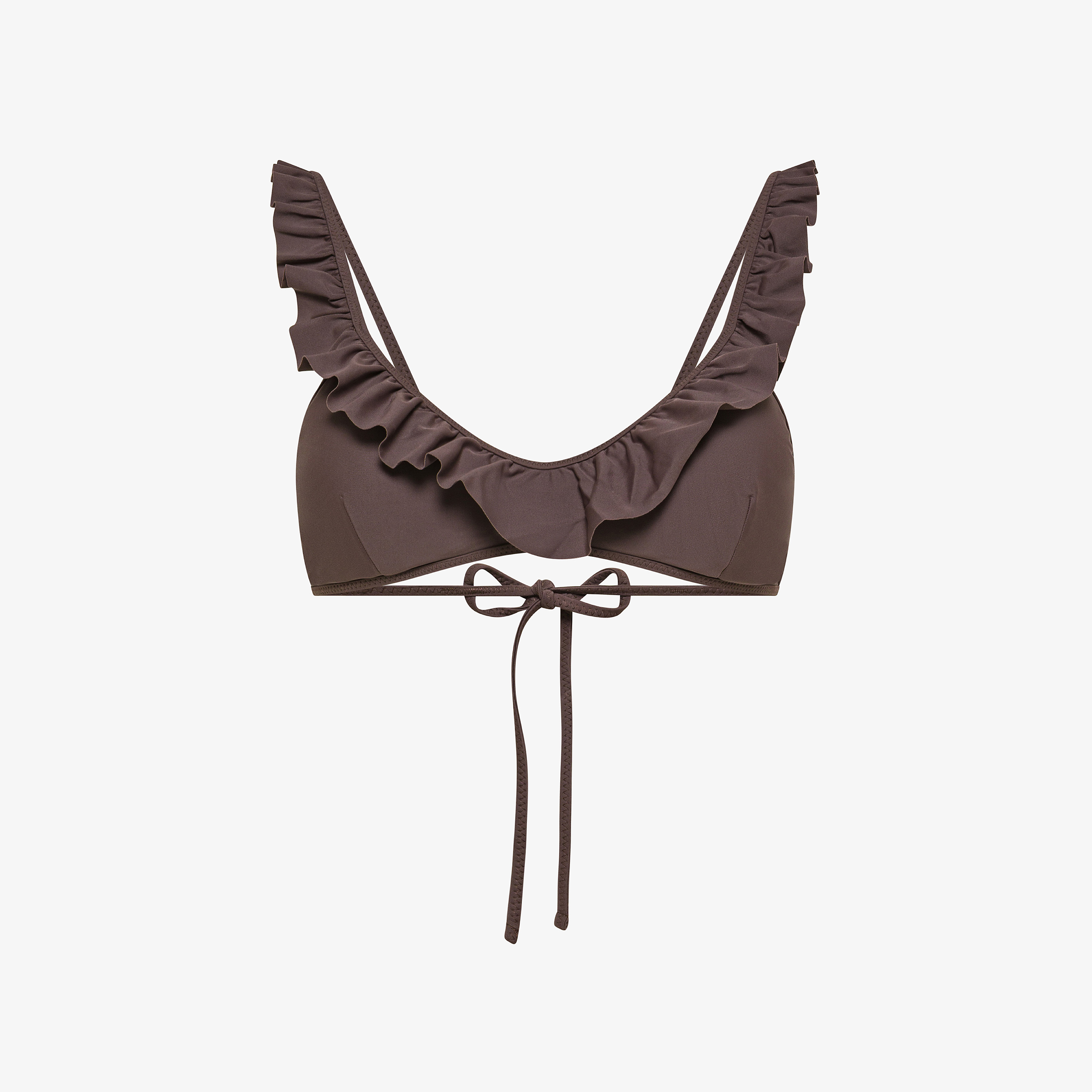 Top mare con rouches marrone cacao