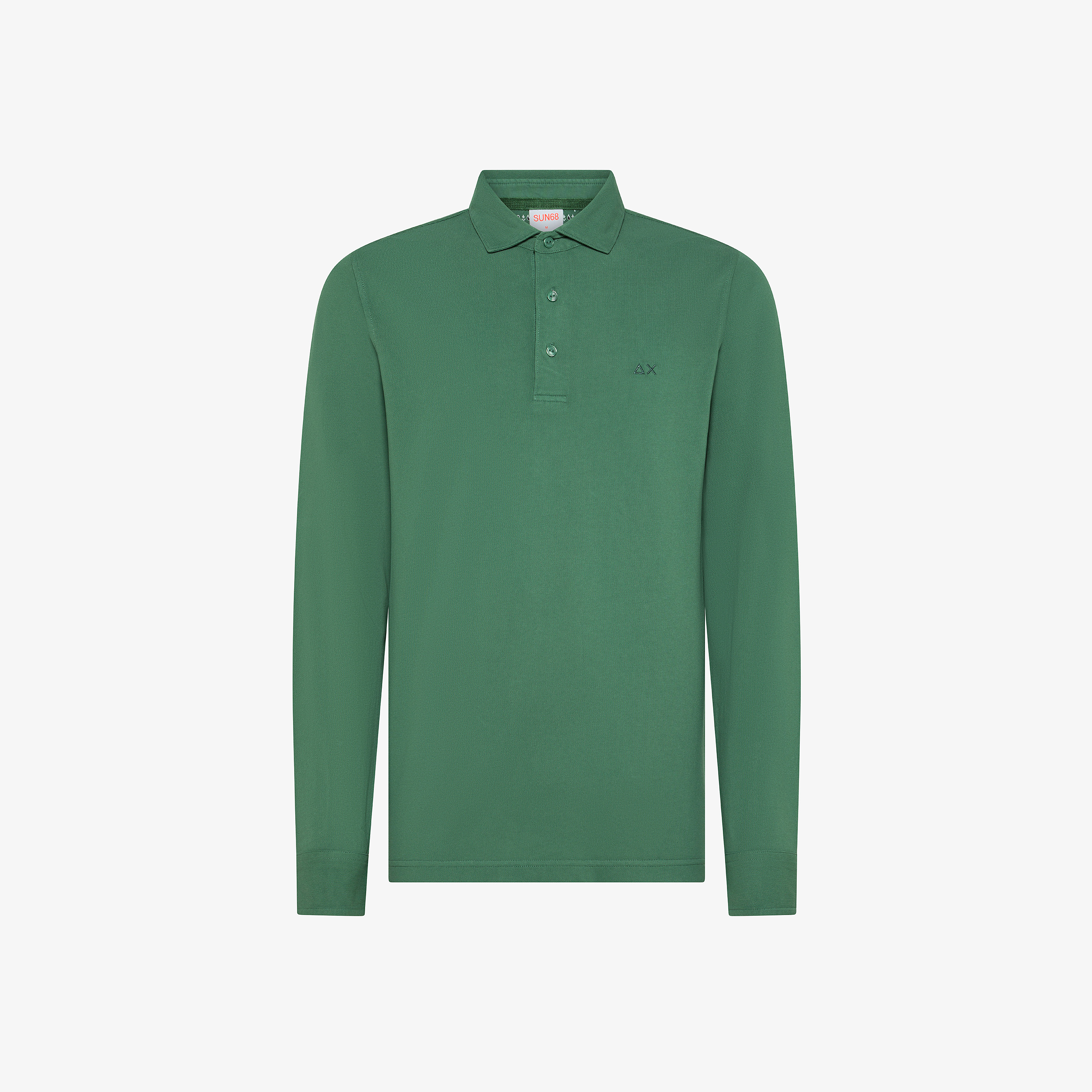 Moss green long-sleeved cotton polo