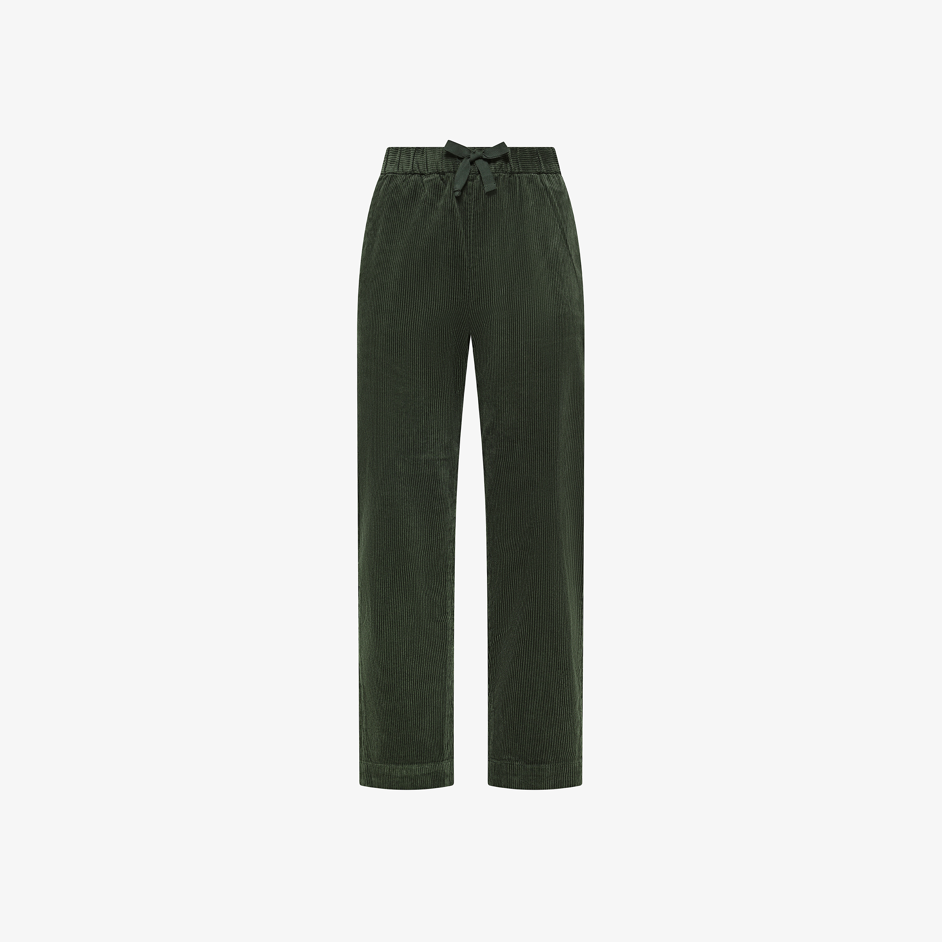 Pantaloni in velluto con coulisse militare scuro