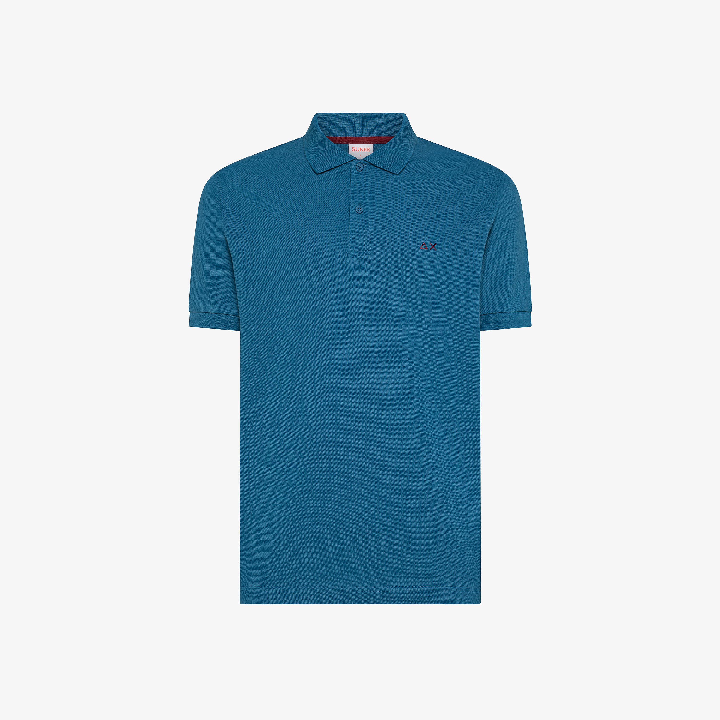 Dark avio stretch cotton piqué polo shirt