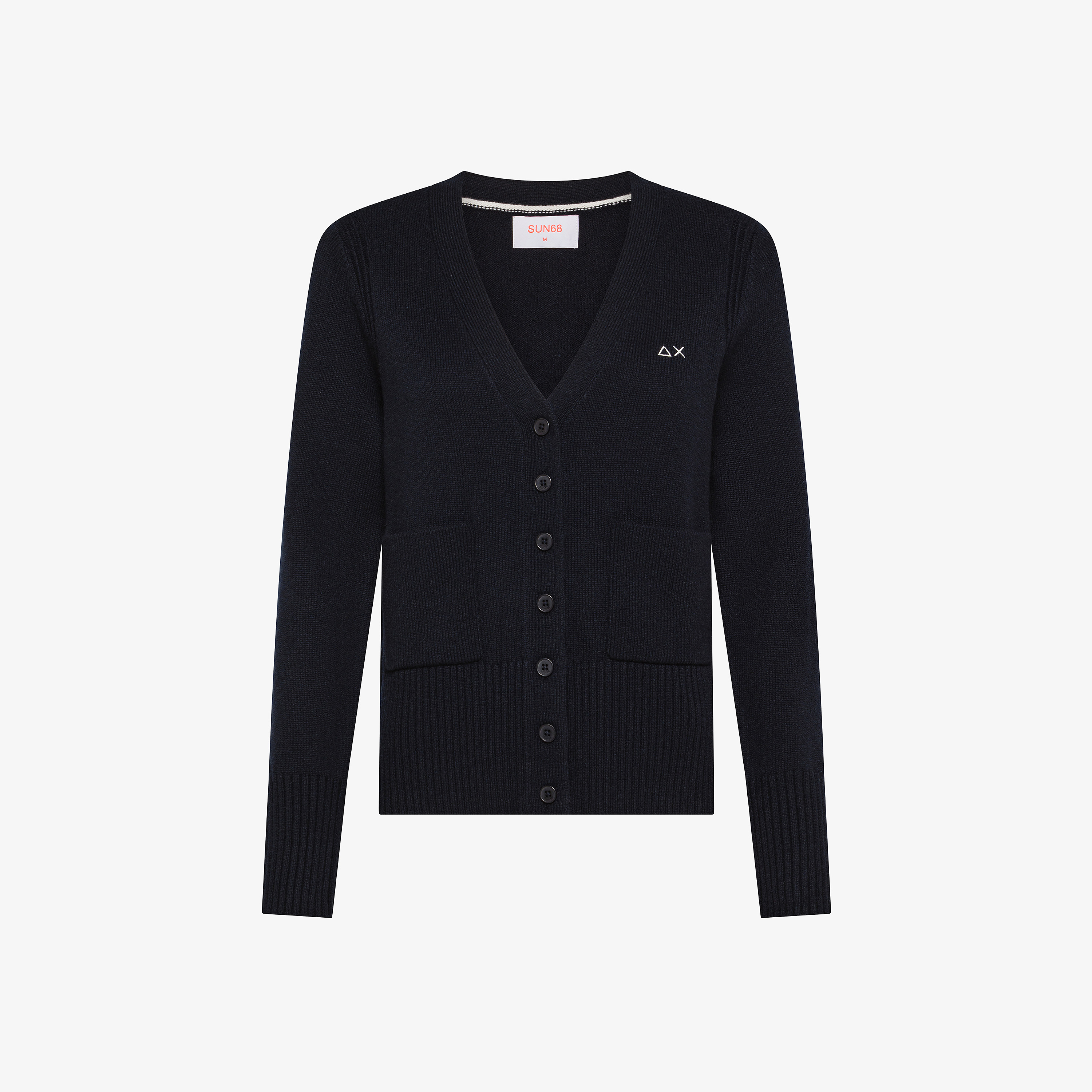 Cardigan in filato di lana e cashmere navy blue