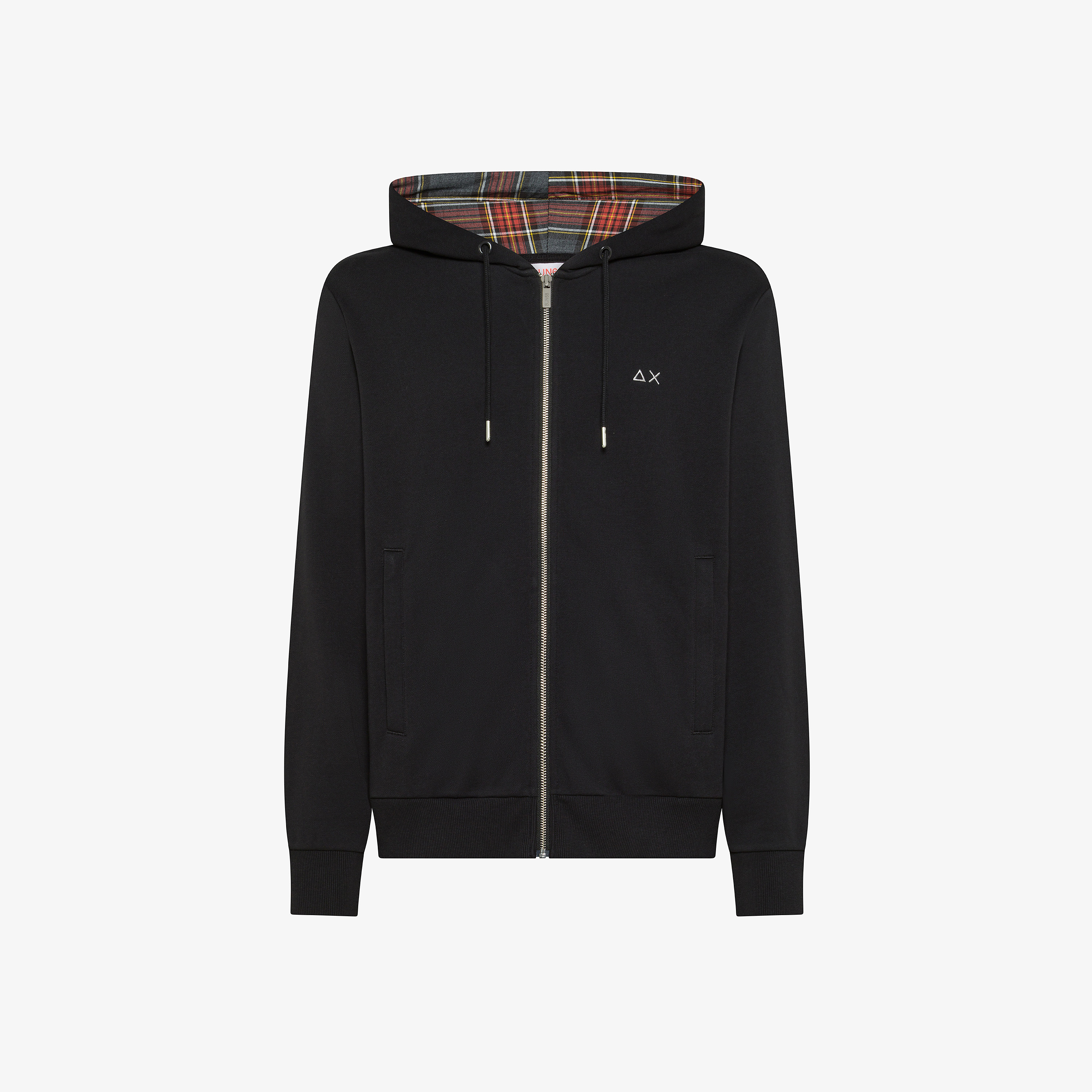 Felpa in misto cotone con cappuccio e zip nero