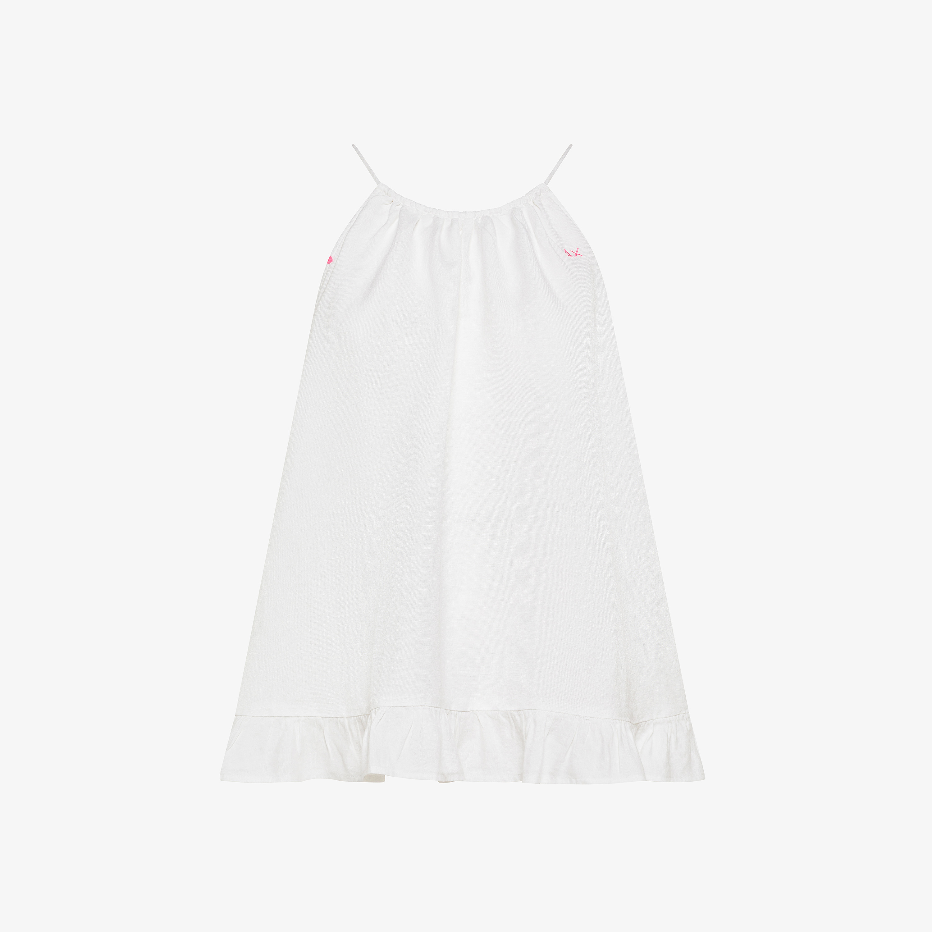 Top in misto lino bianco panna