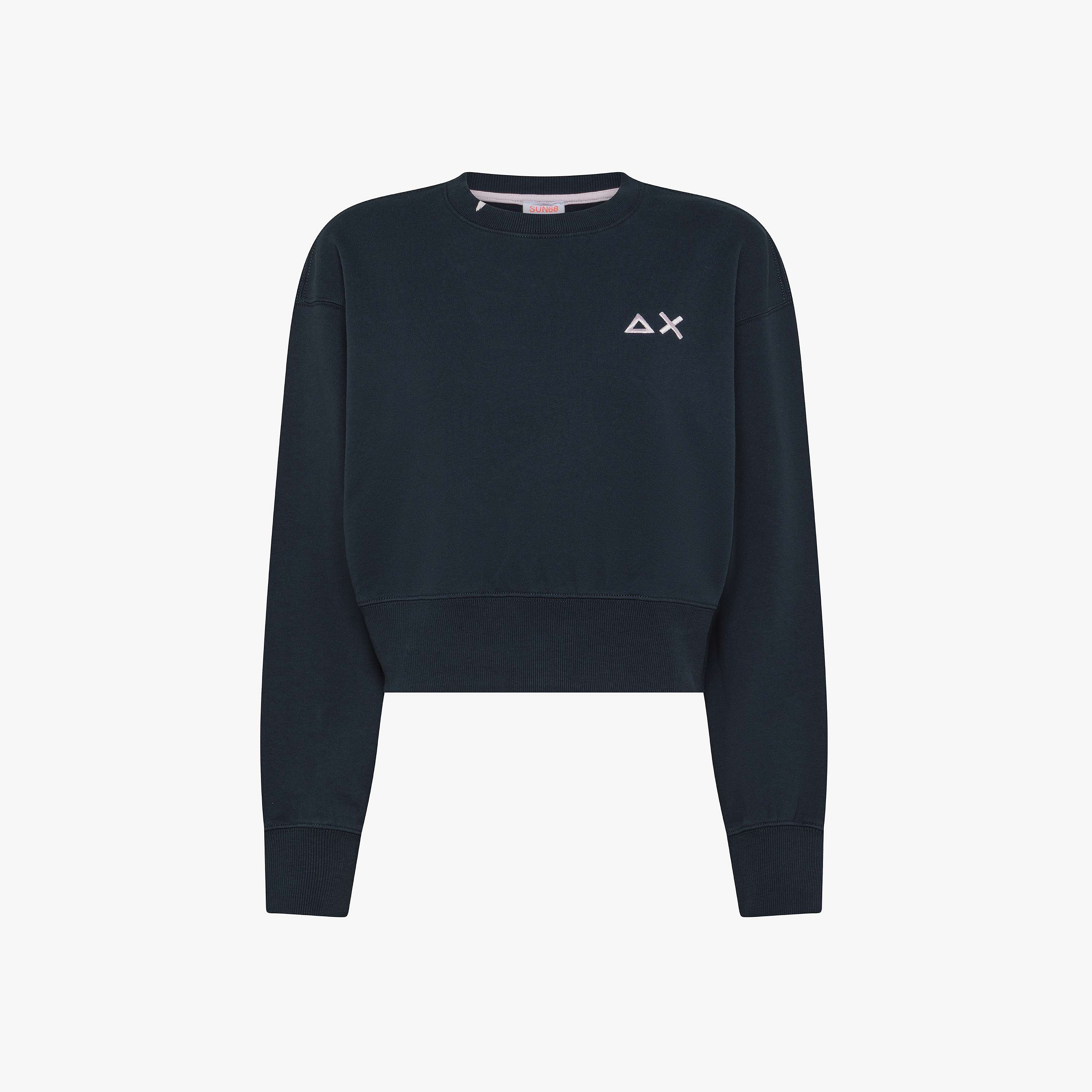 Navy blue cropped cotton sweatshirt