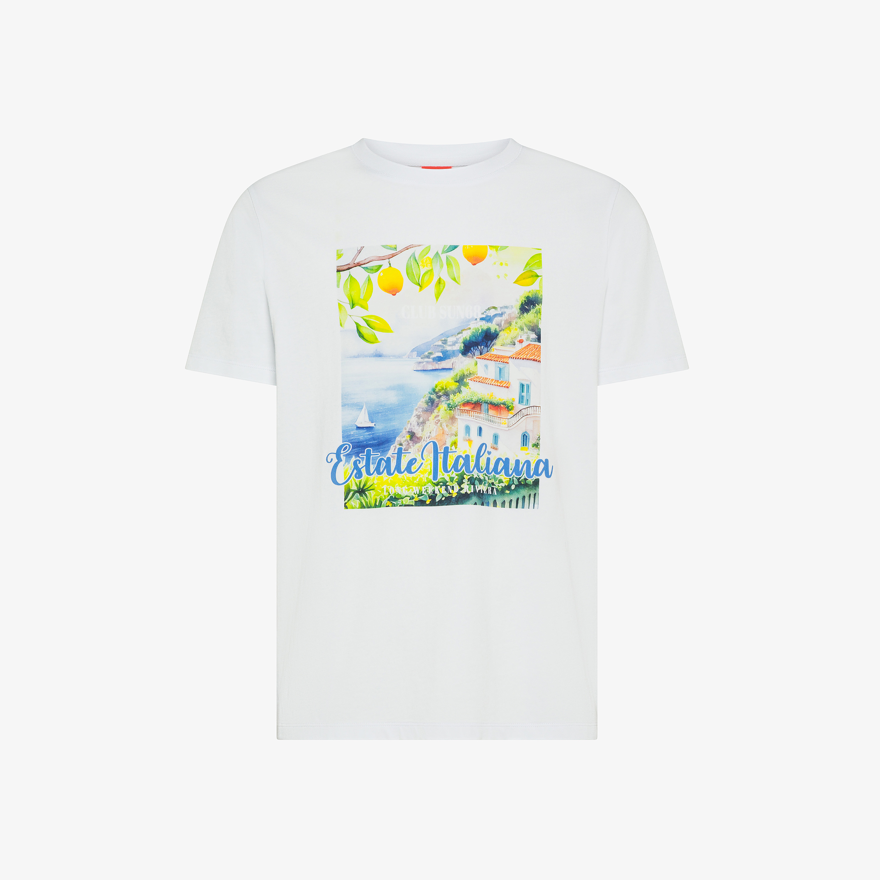 T-shirt in jersey di cotone con stampa bianco/rosso fuoco