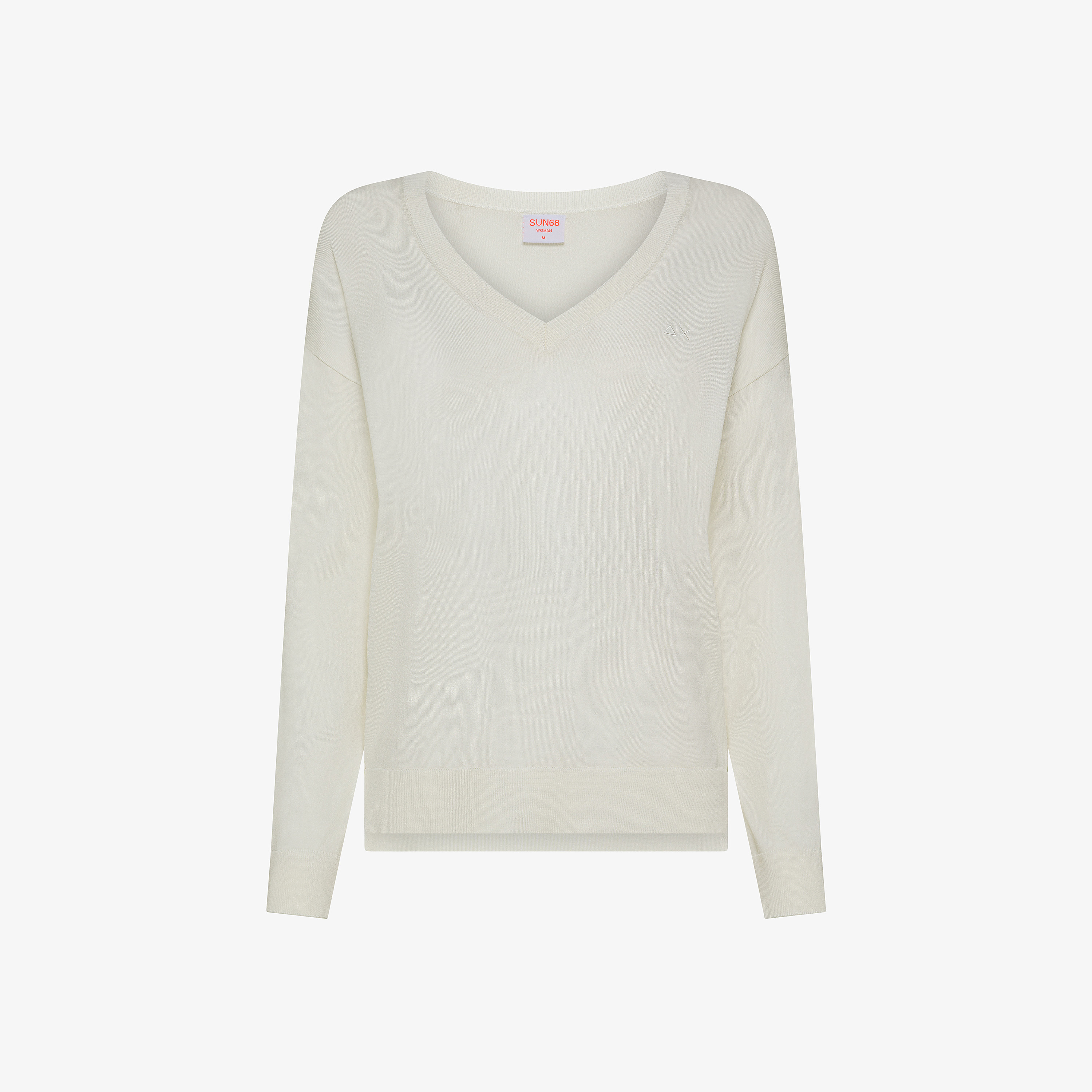Off white V-neck jumper with embroidered logo