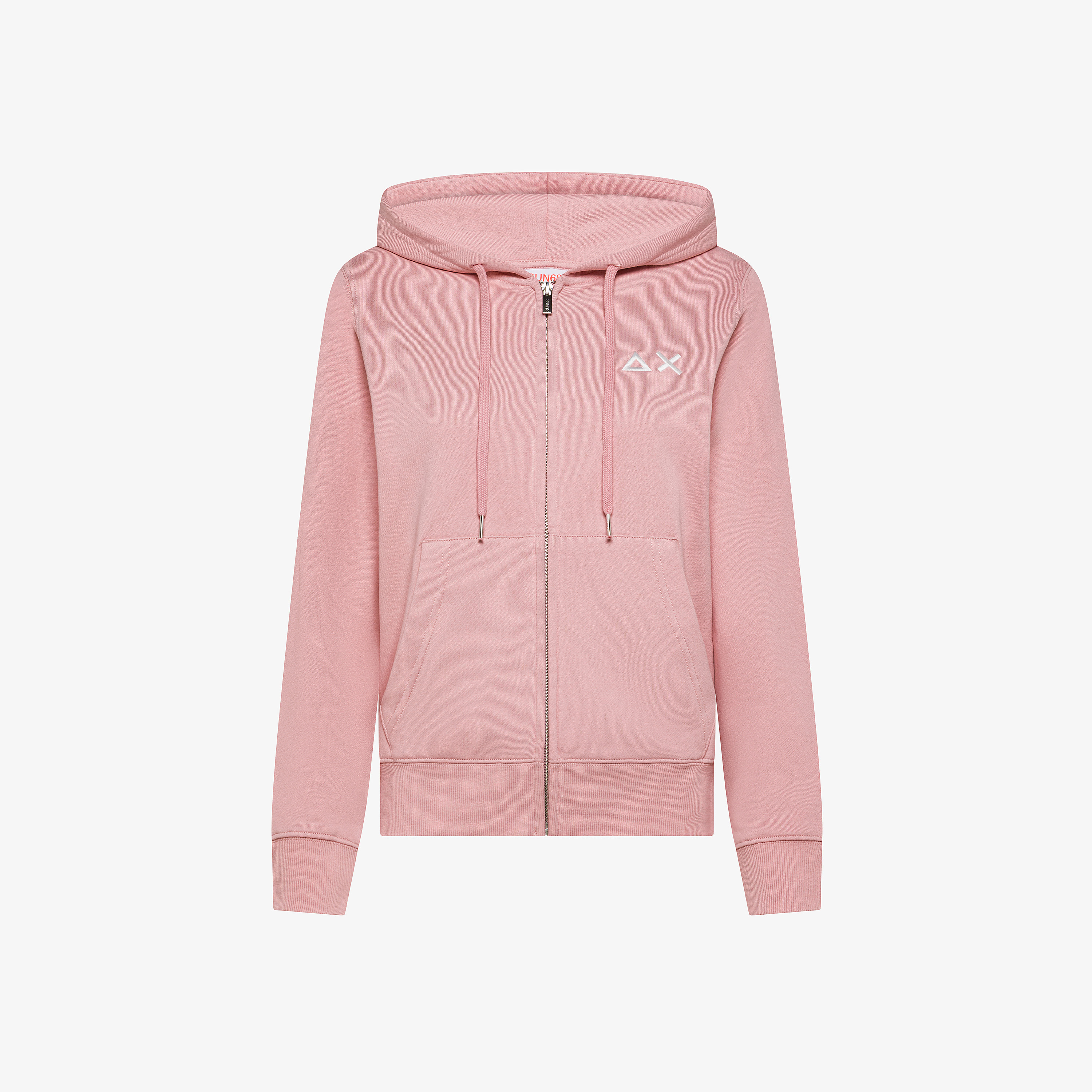 Dark pink cotton zip sweatshirt with pockets