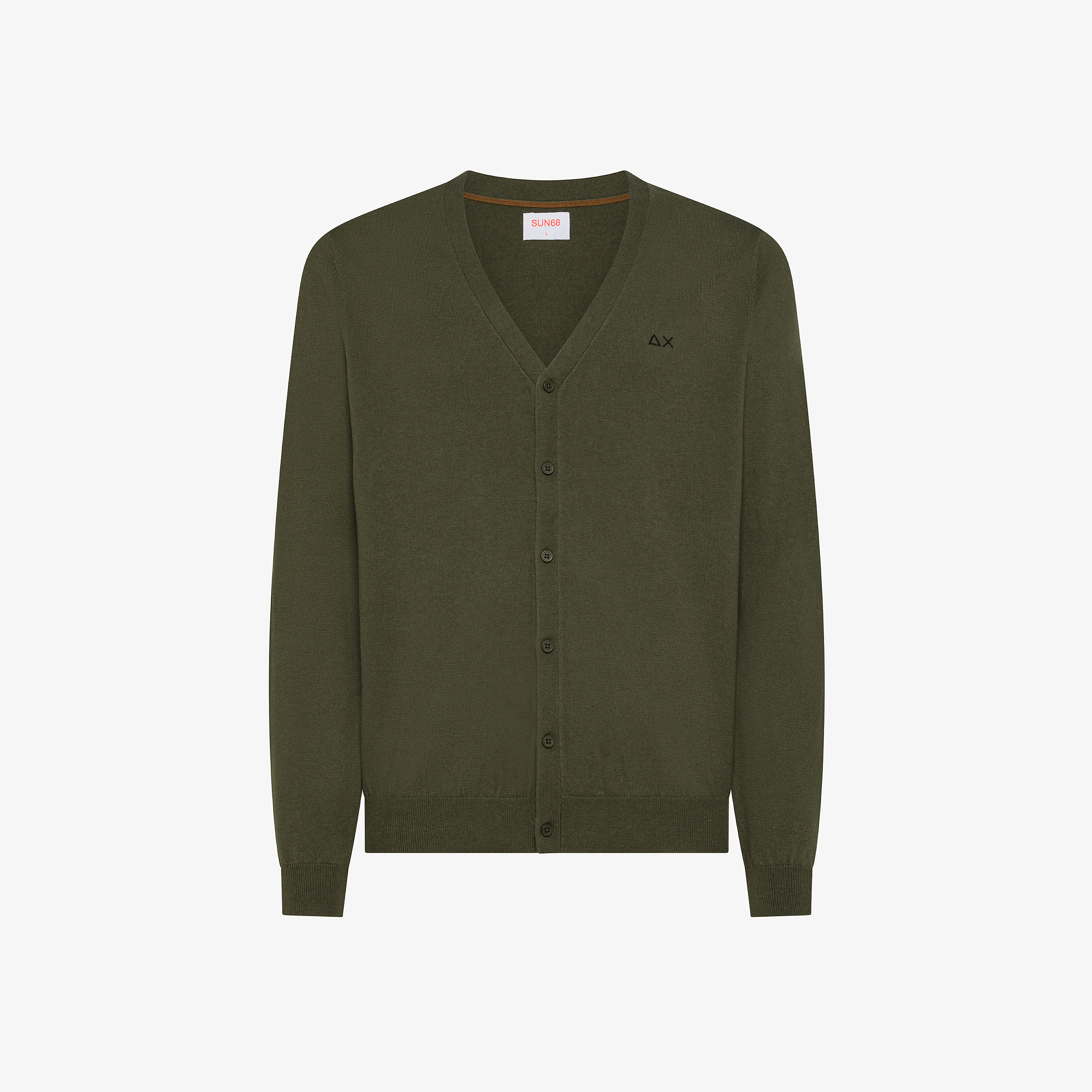 Cardigan in lana e cotone militare scuro