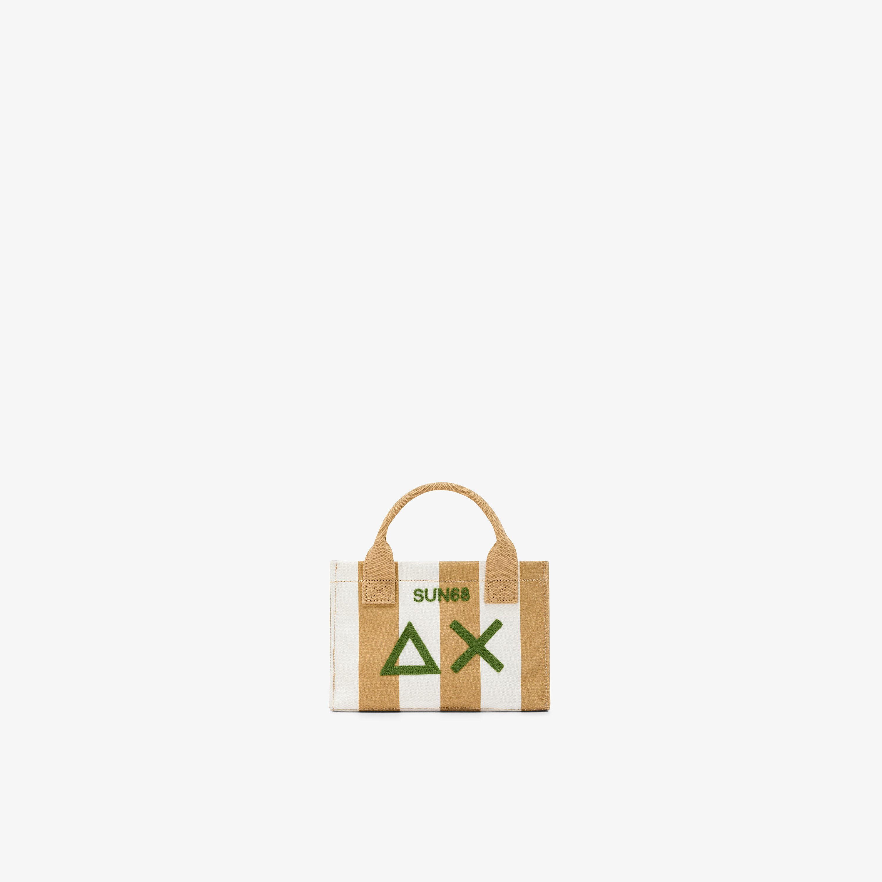 Mini bag in cotone a pois beige e bianchi