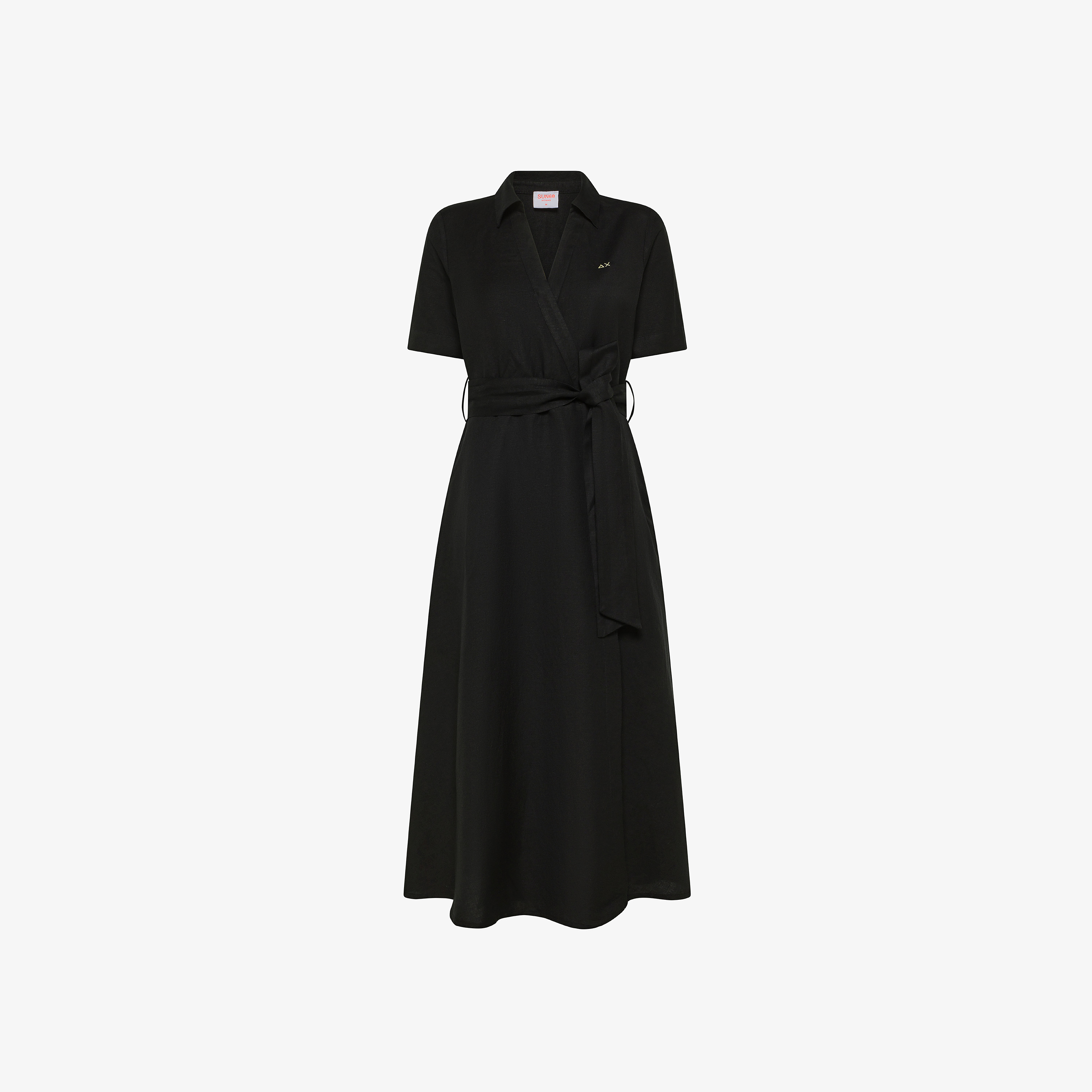 Black linen shirt dress
