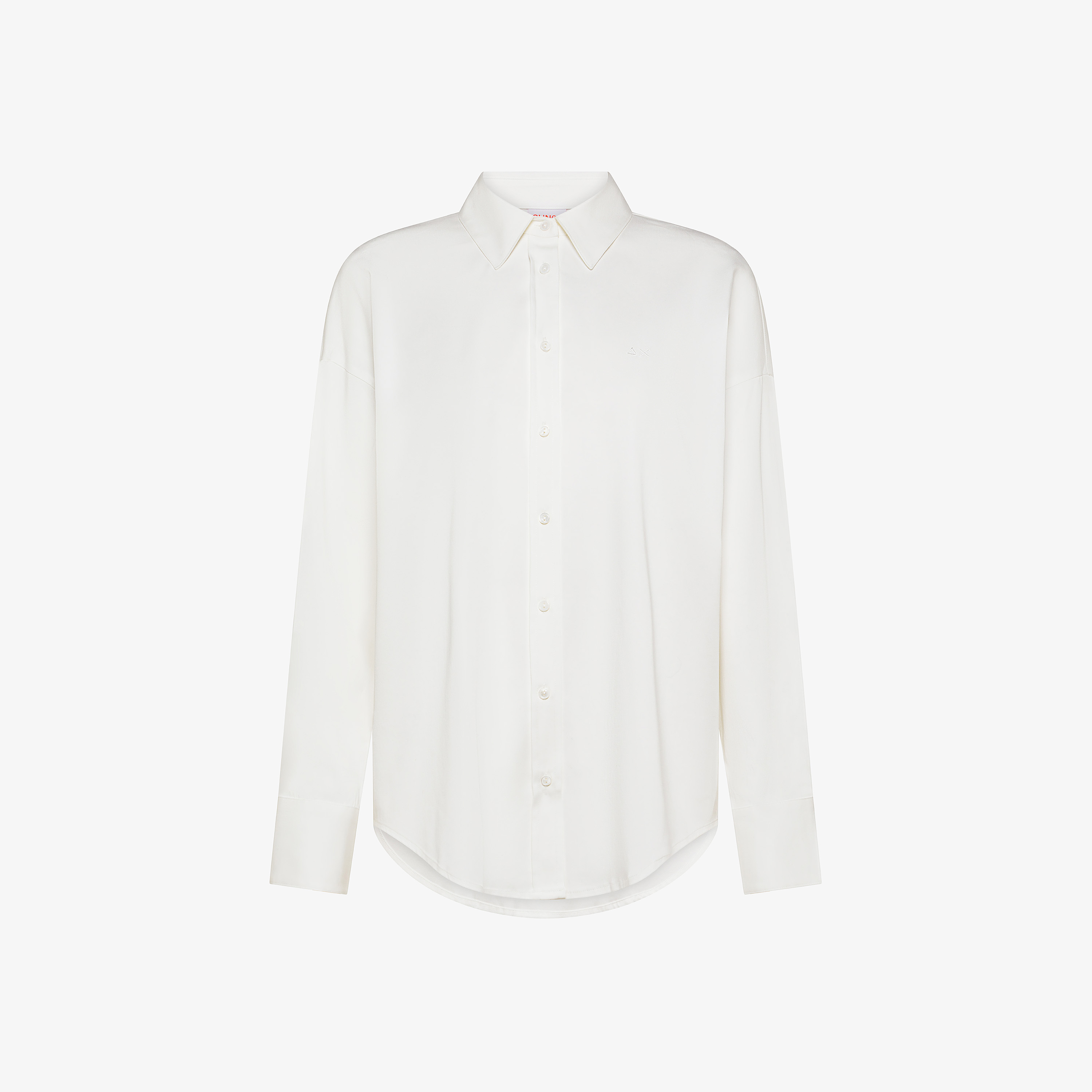 Camicia over in cotone stretch bianco panna