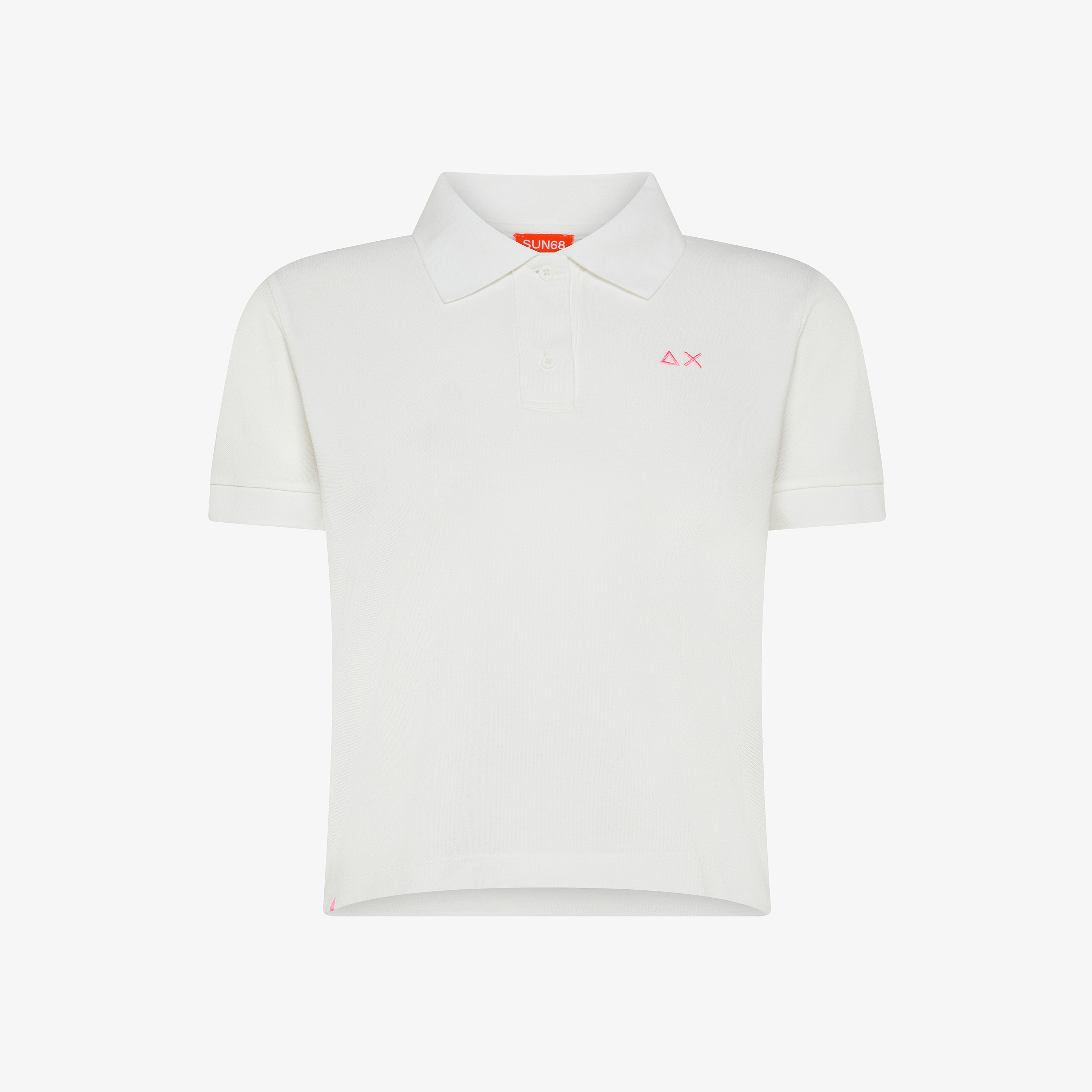 Polo cropped in cotone bianco panna