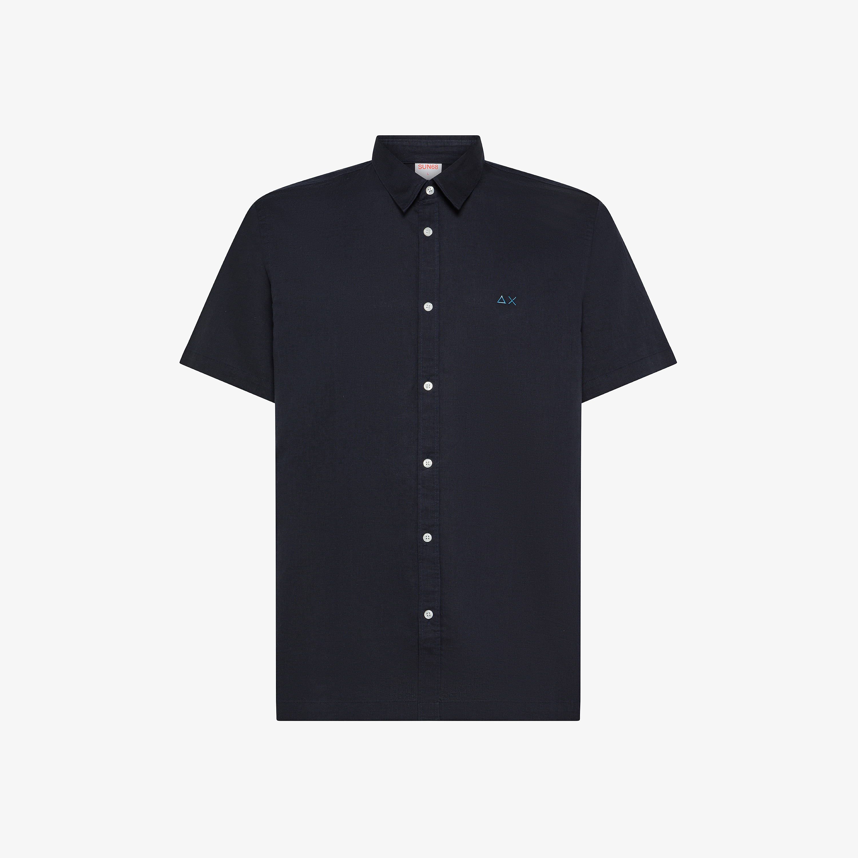 Navy blue linen and cotton shirt