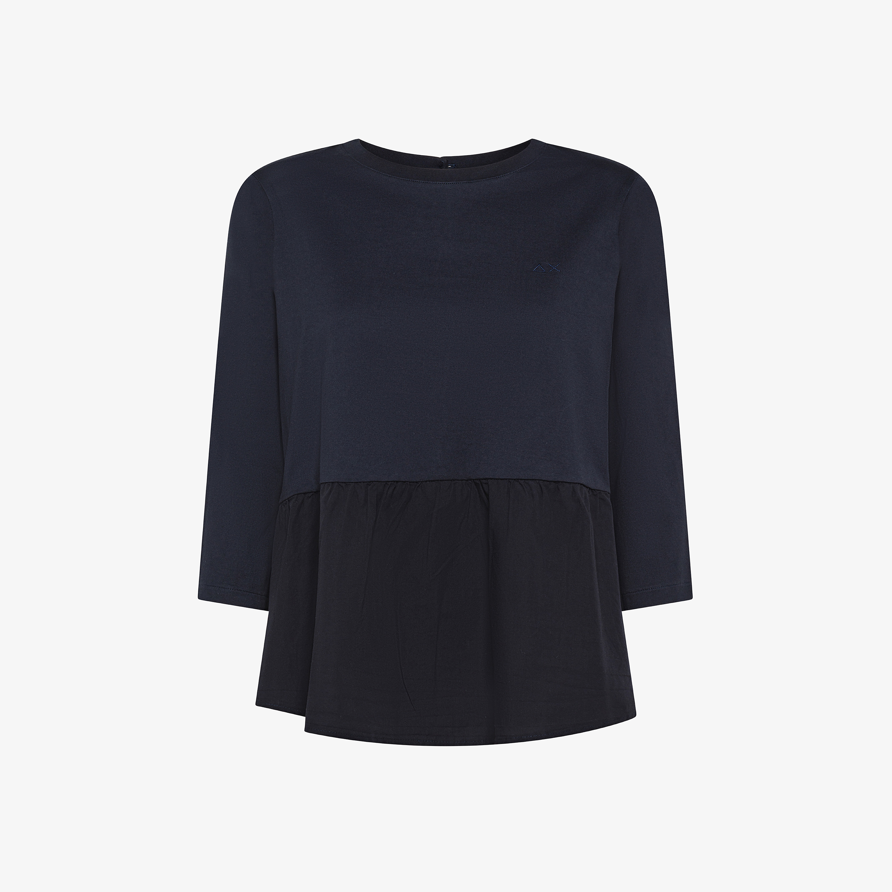 T-shirt con ricamo SUN68 in cotone blu navy