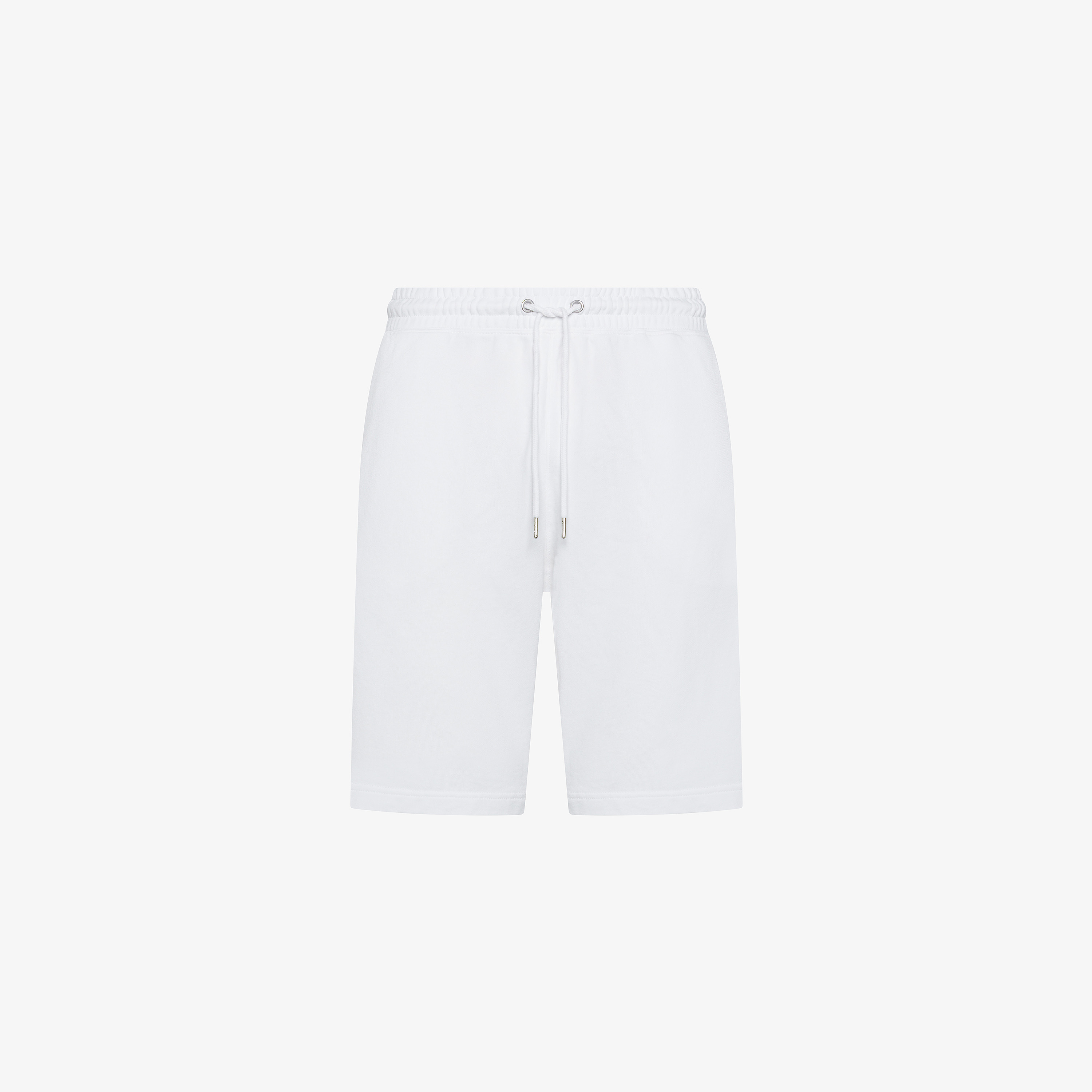 Off white cotton fleece Bermuda shorts
