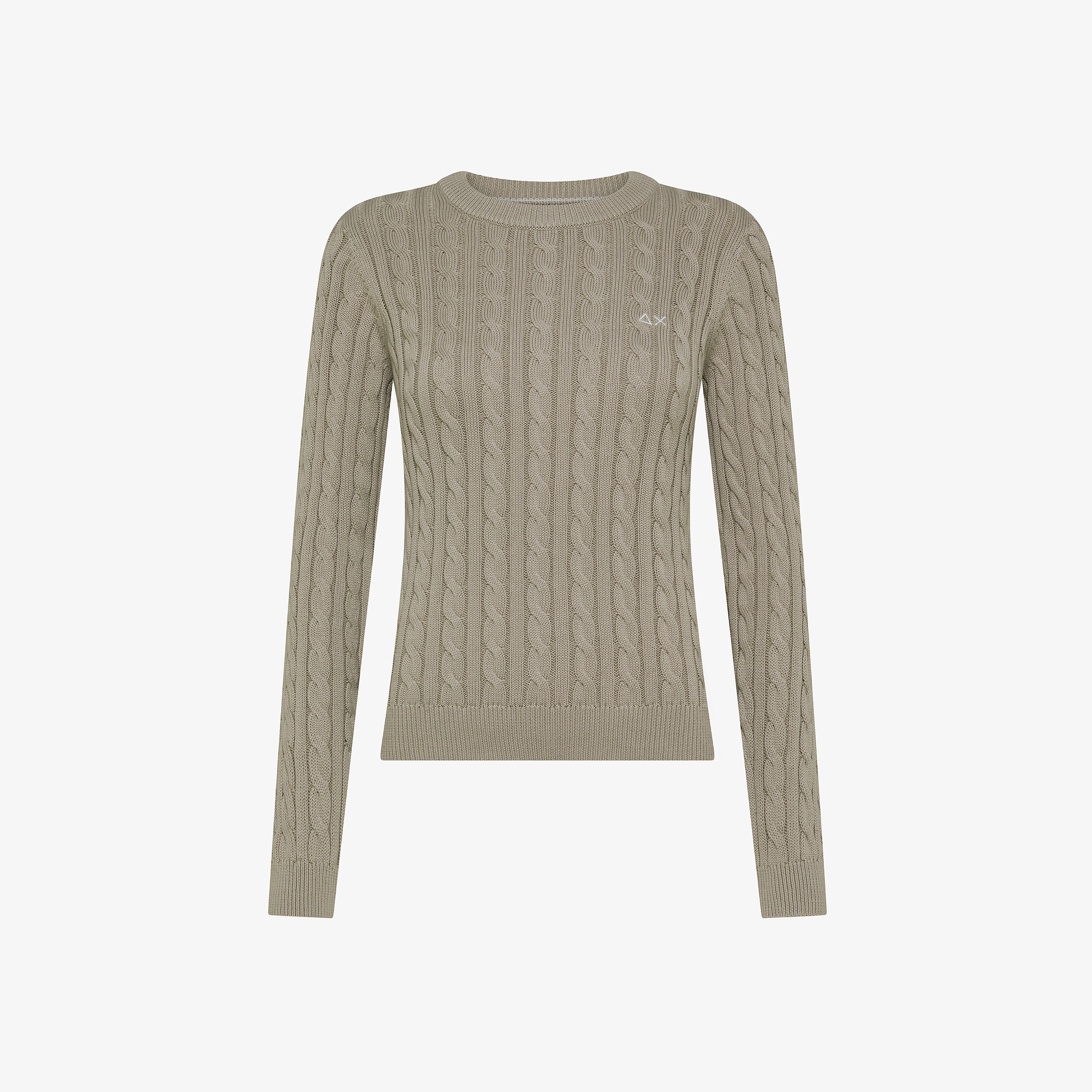 Maglia in cotone a trecce stone