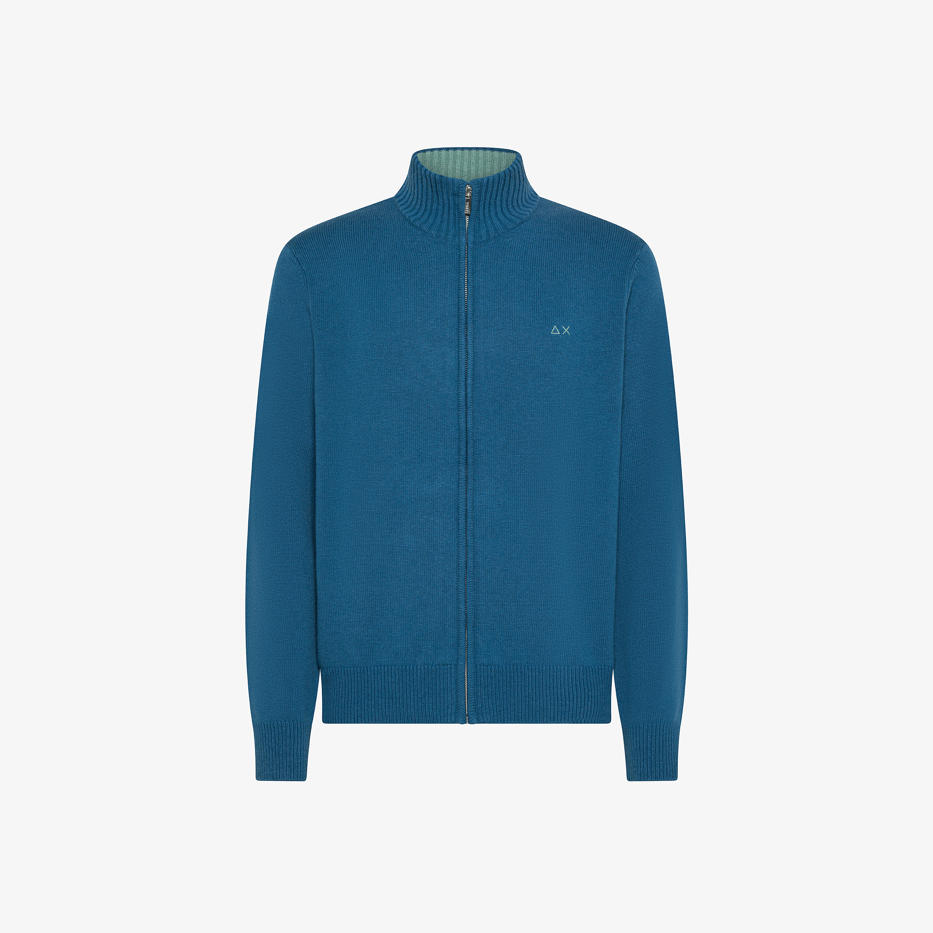 Cardigan in misto cashmere con zip avio scuro