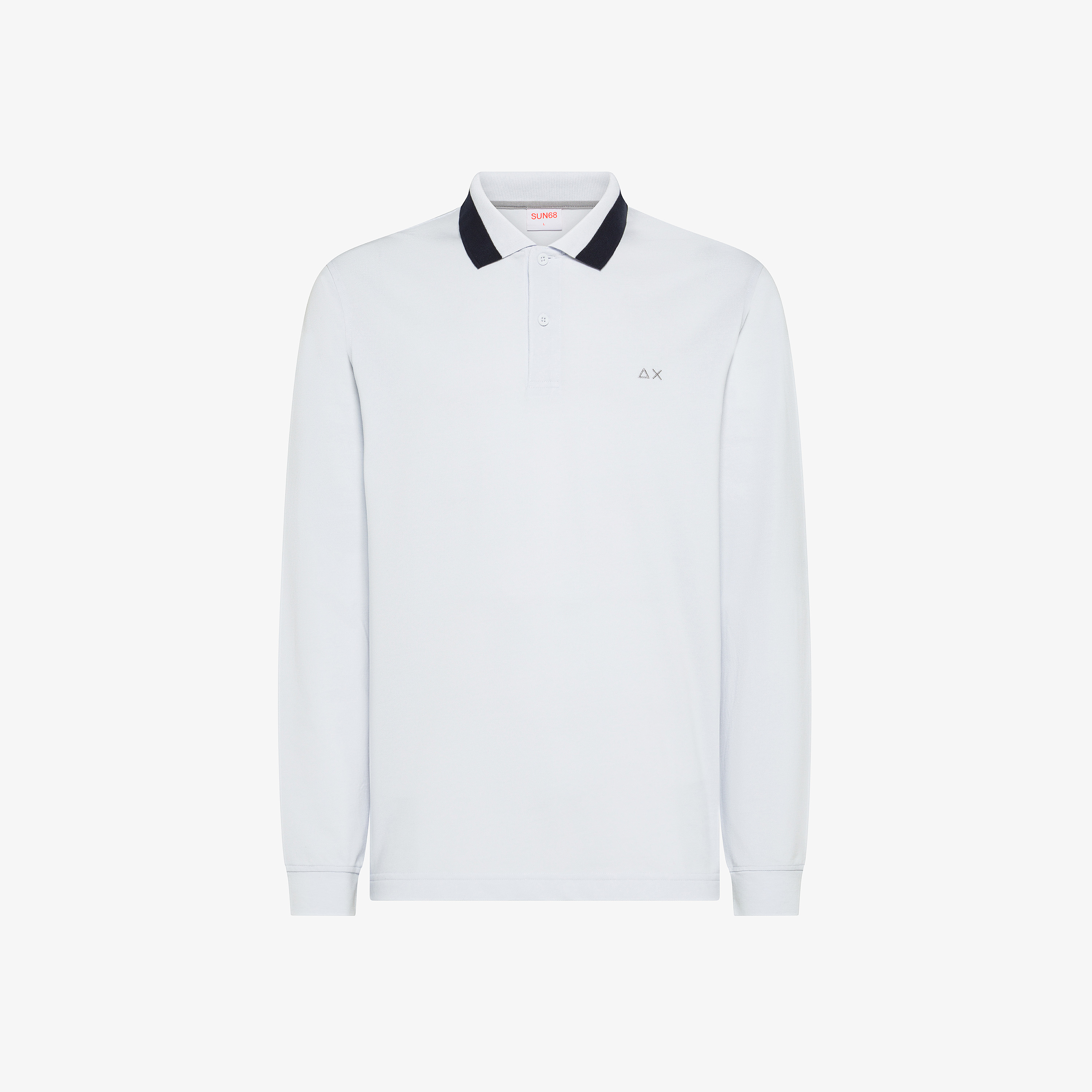 White cotton piqué polo shirt with contrast collar