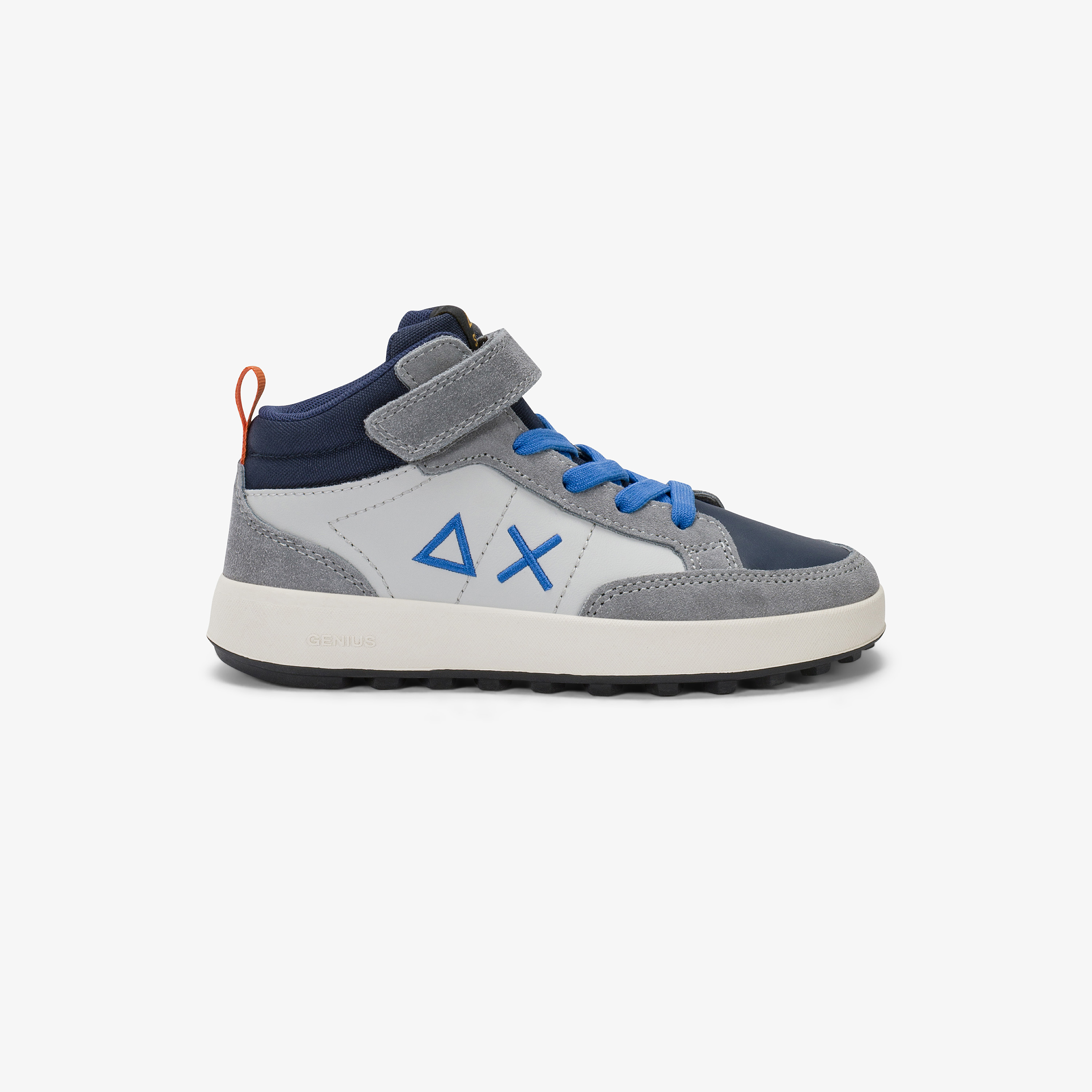 Sneaker Kid Boy's Genius Mid con cinturino e lacci grigio medio