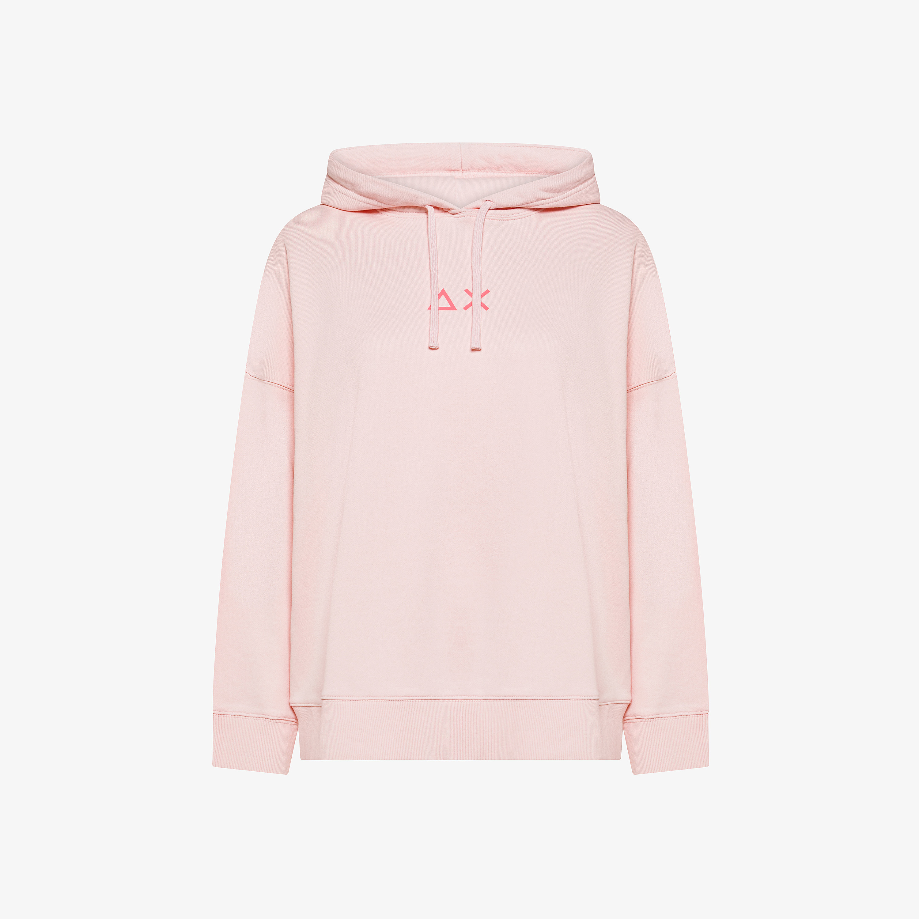 Felpa in cotone con logo e cappuccio rosa