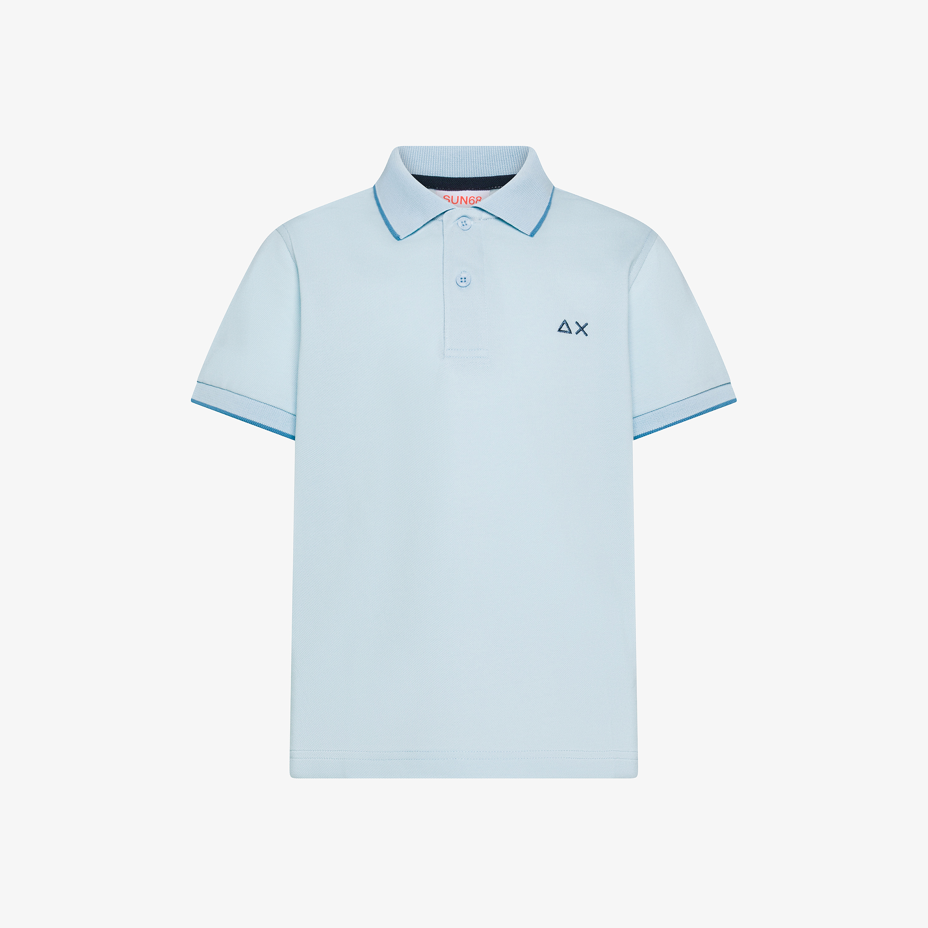 Boy's polo small stripe on collar s/s