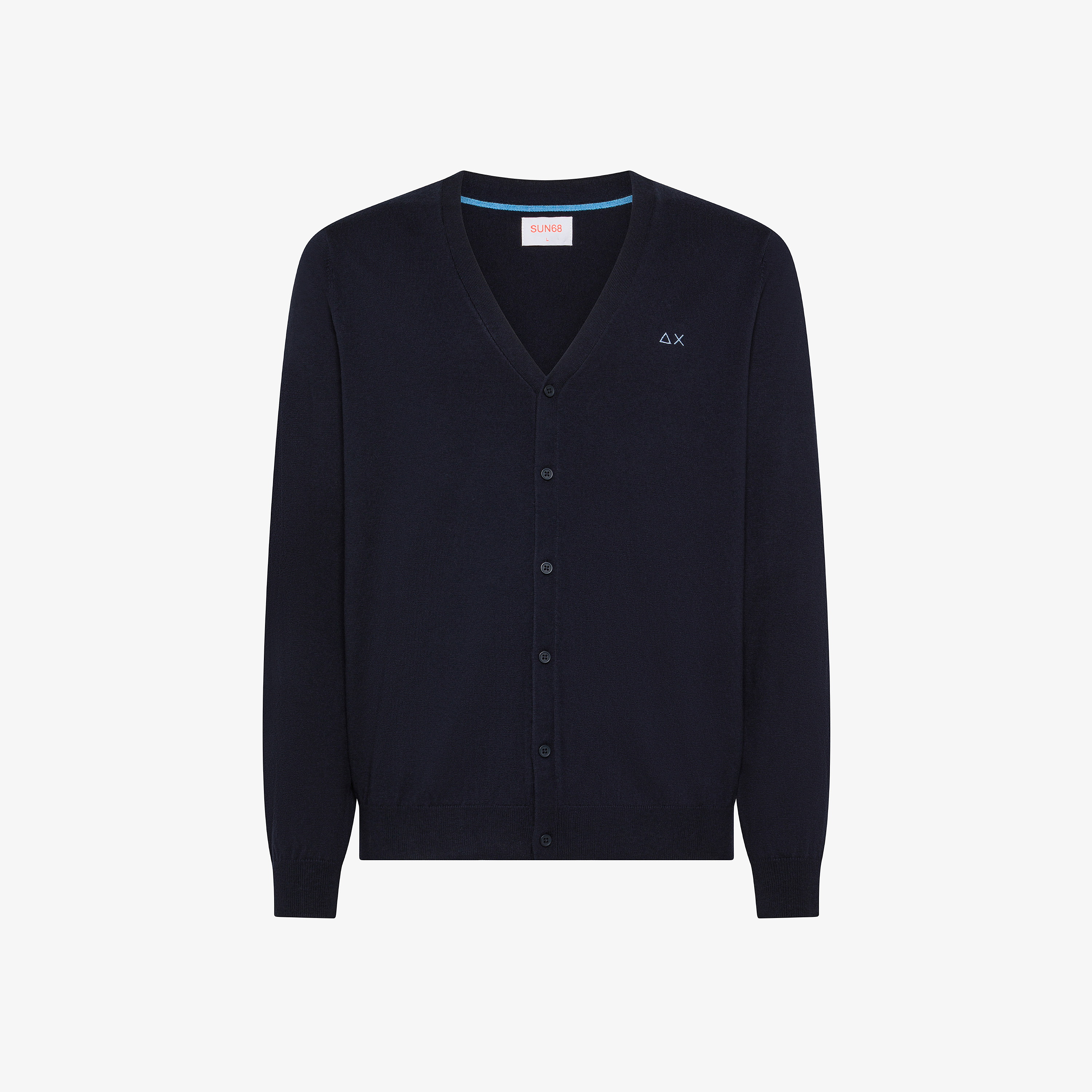 Cardigan in lana e cotone navy blue