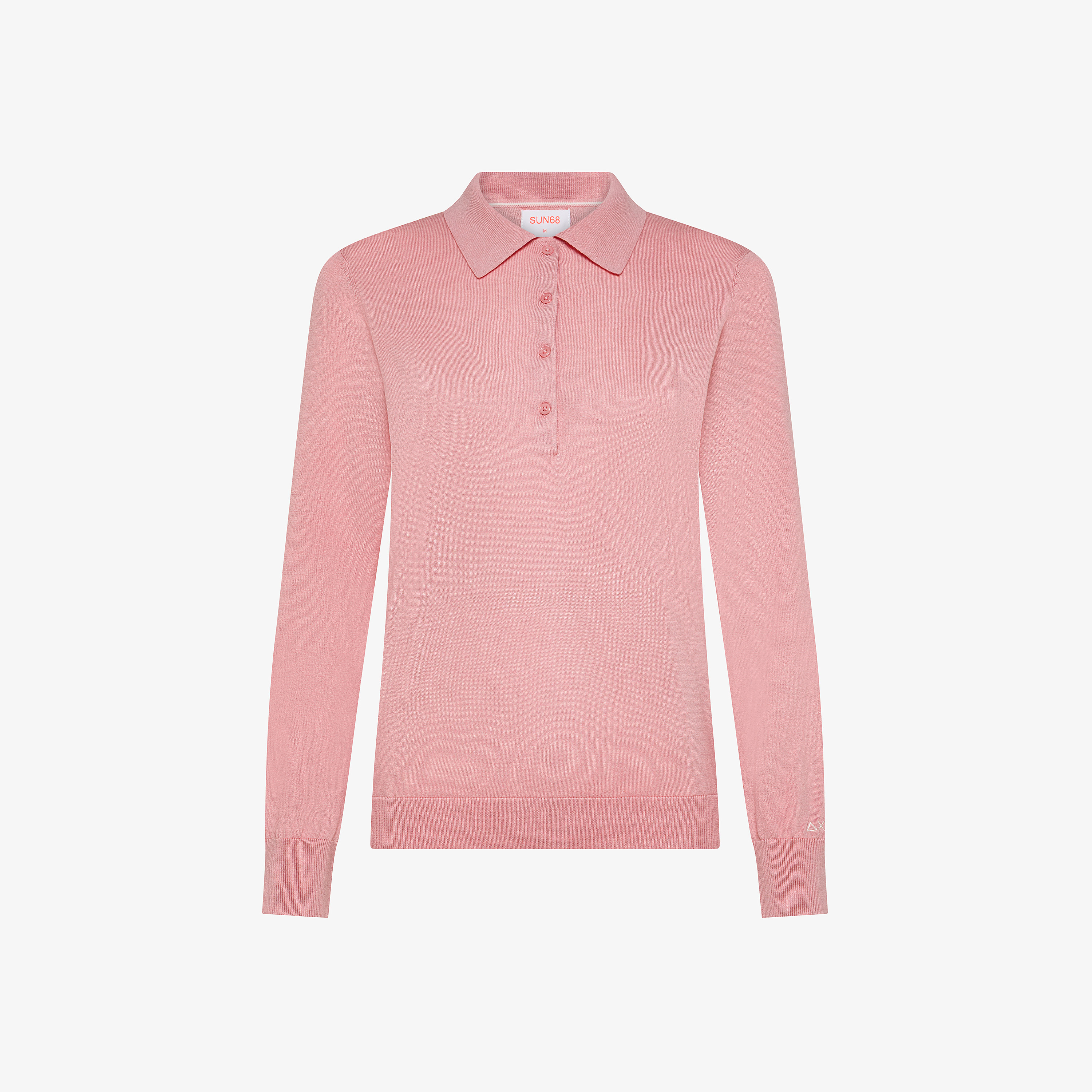 Polo in lana e cotone rosa scuro