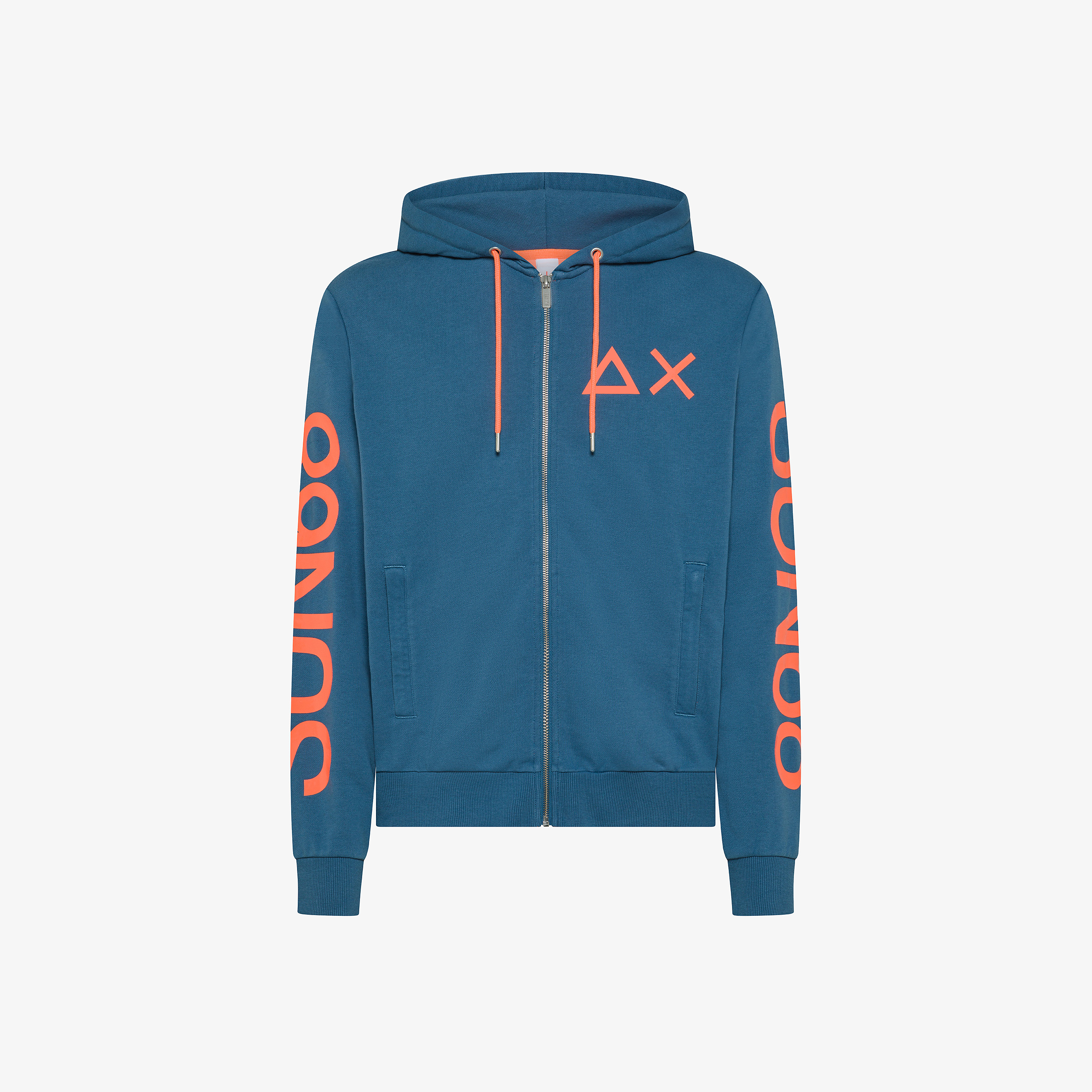 Felpa hoodie avio scuro con stampa fluo Felpa hoodie avio scuro con stampa fluo