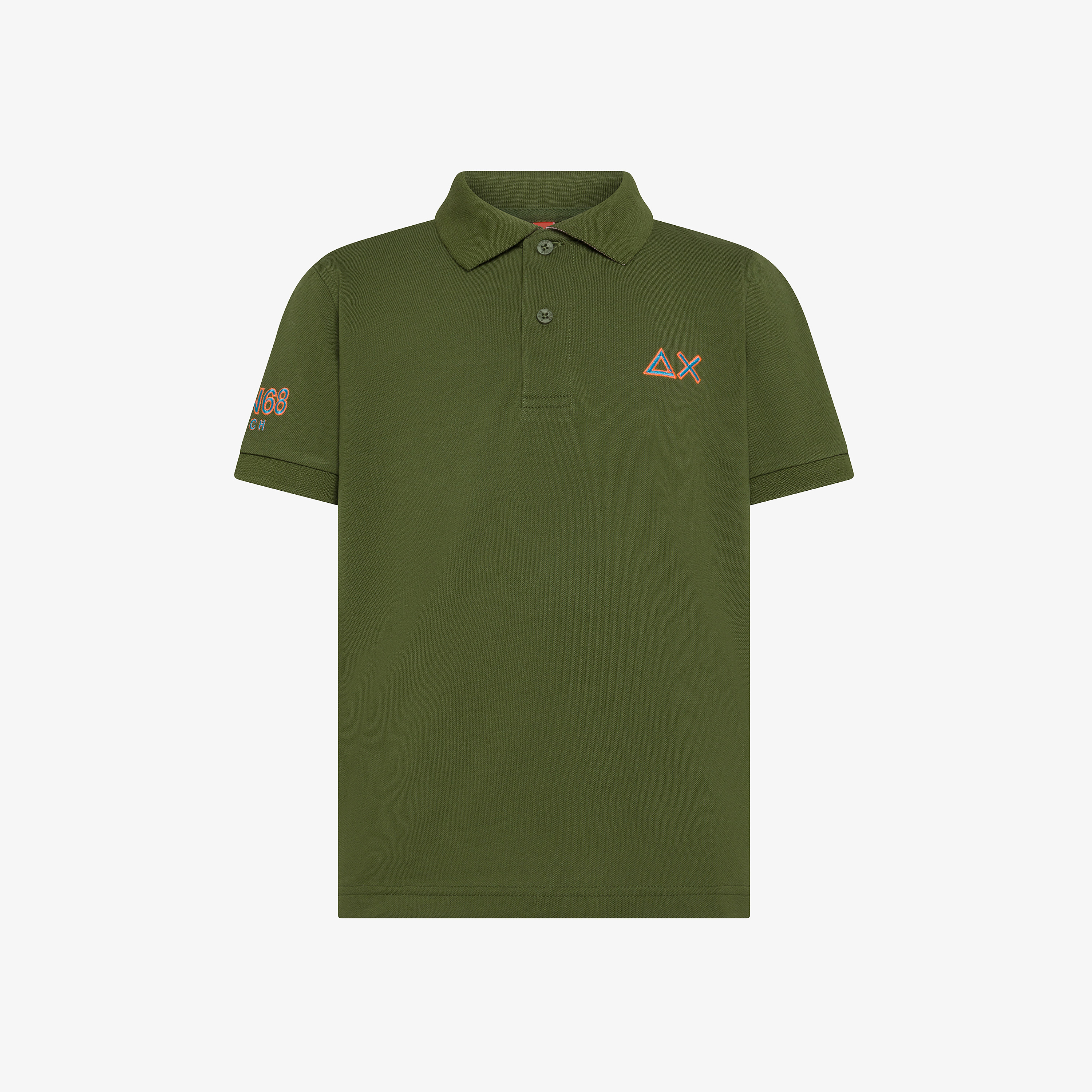 Dark green cotton piqué polo shirt