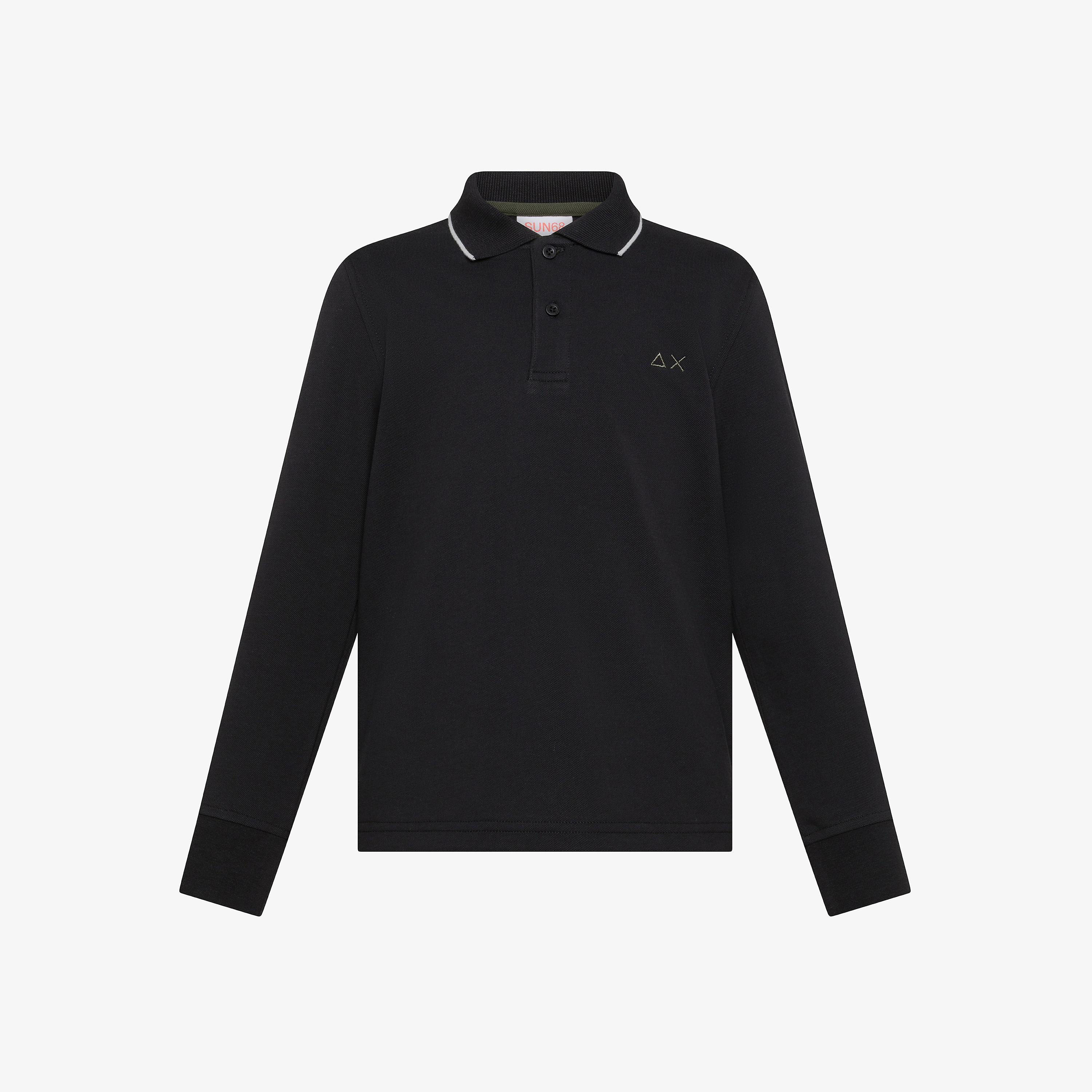 Polo in piquet di cotone nero Polo in piquet di cotone nero