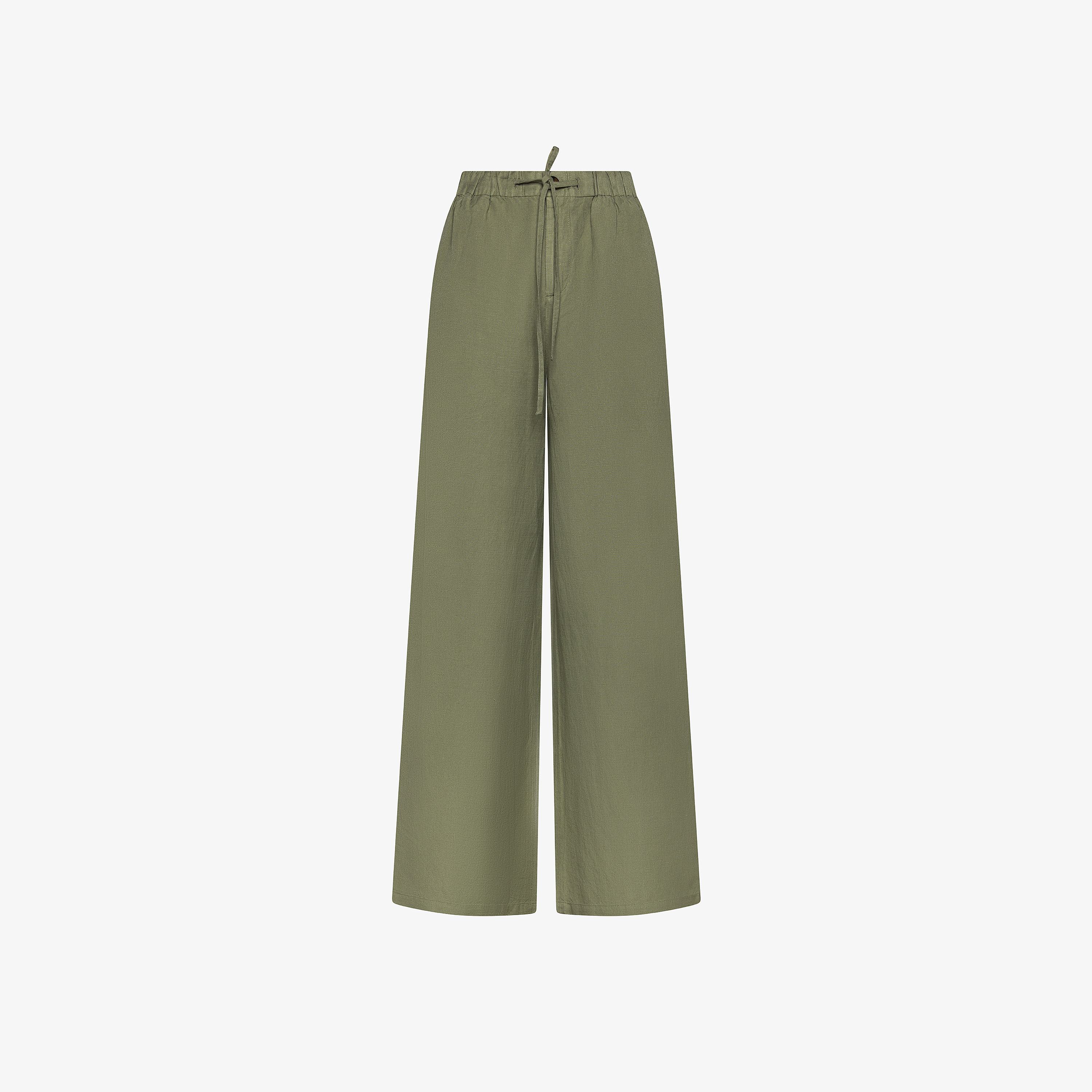 Pantaloni in lino verde salvia con coulisse