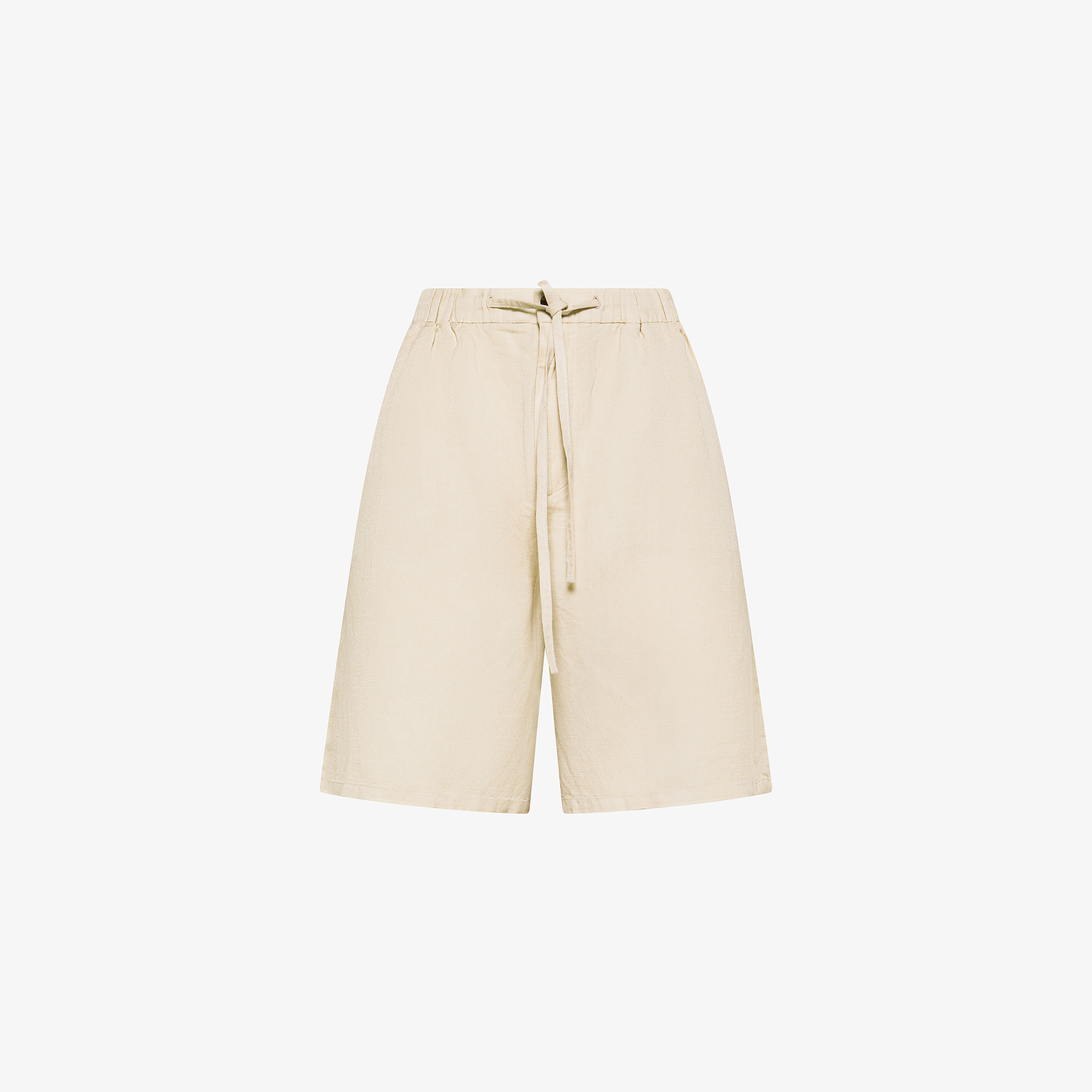 Beige linen blend Bermuda shorts
