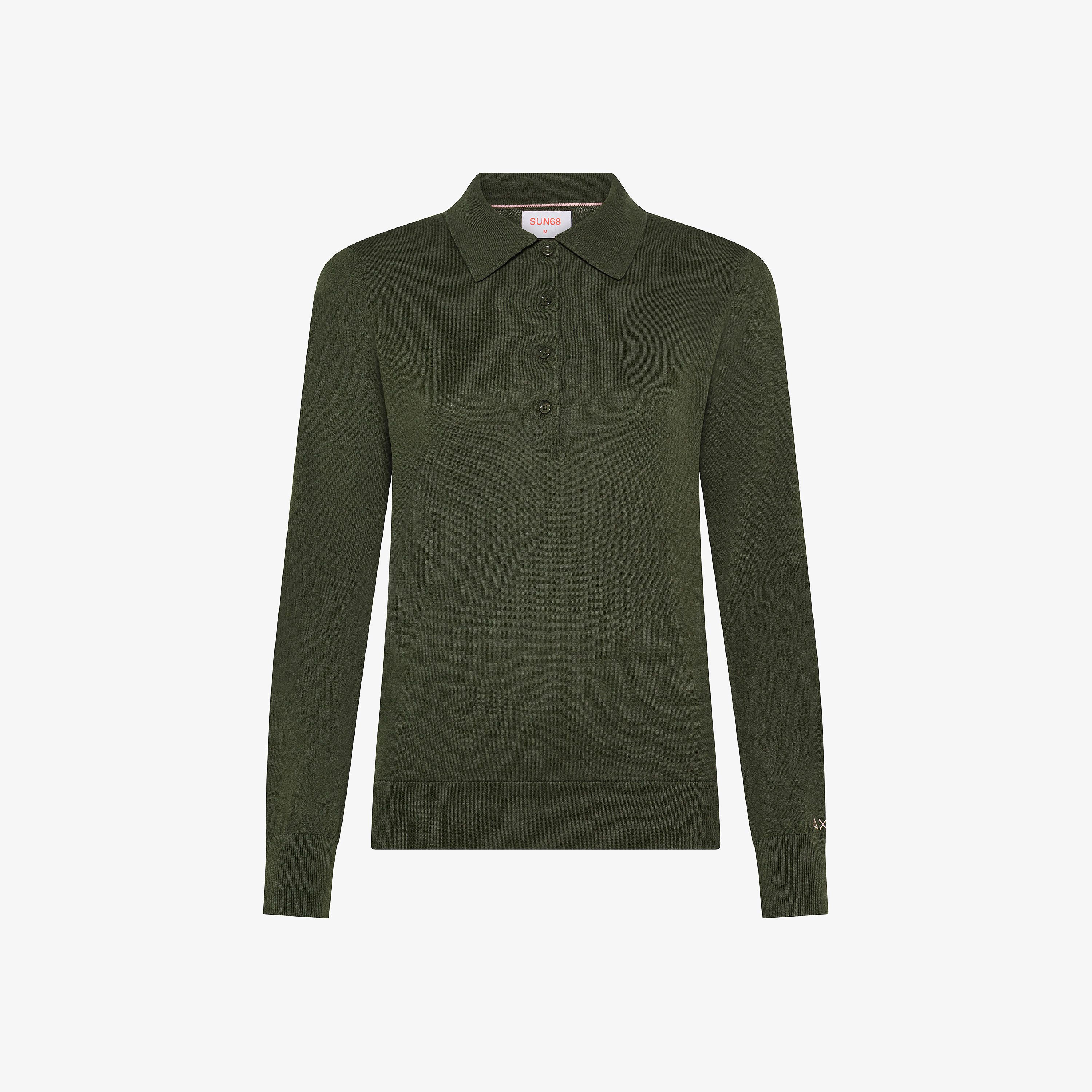 Polo in lana e cotone militare scuro