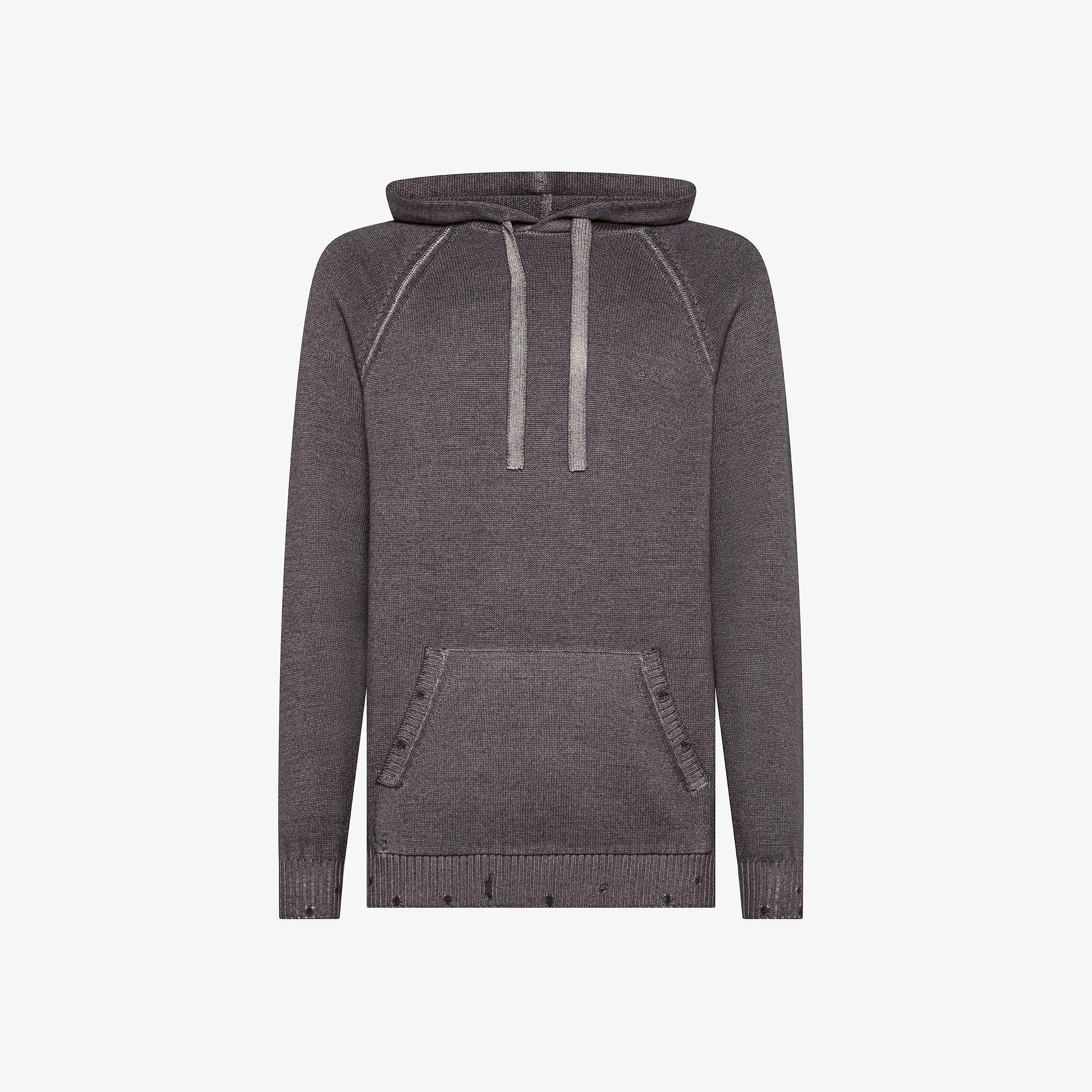 Alessandro Salvarini AS192 Felpa Con Cappuccio Uomo | 65% Cotone 35% Poliestere | Grigio Scuro Taglia L | Zip In Ecopelle