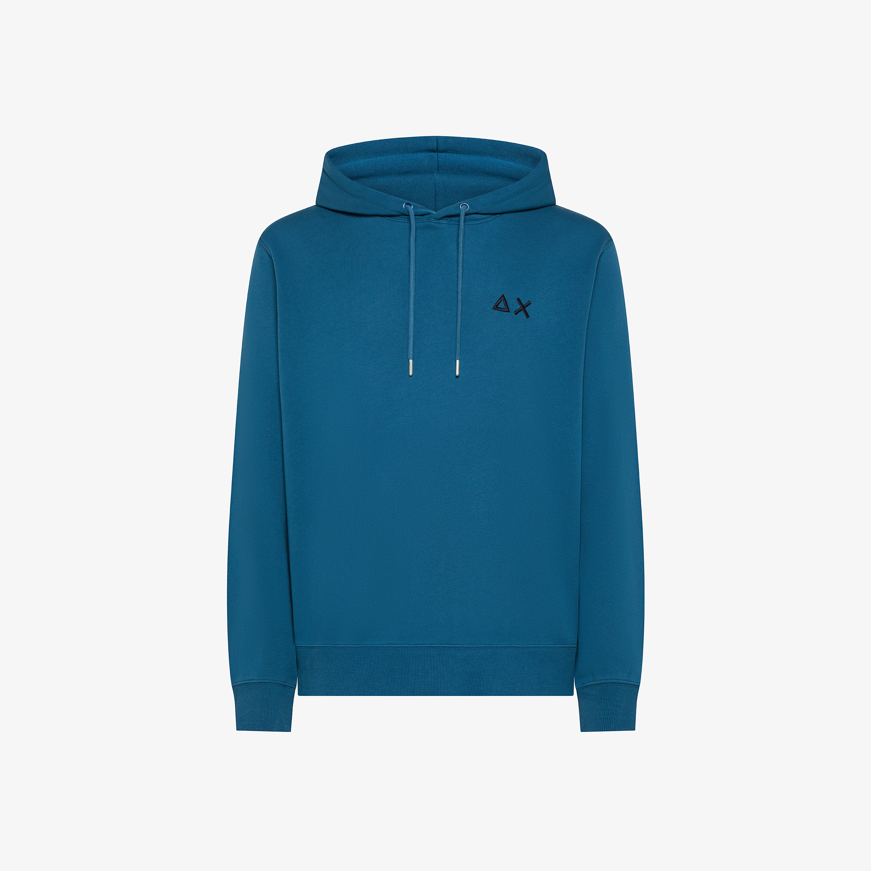 Felpa in cotone con cappuccio e coulisse avio scuro