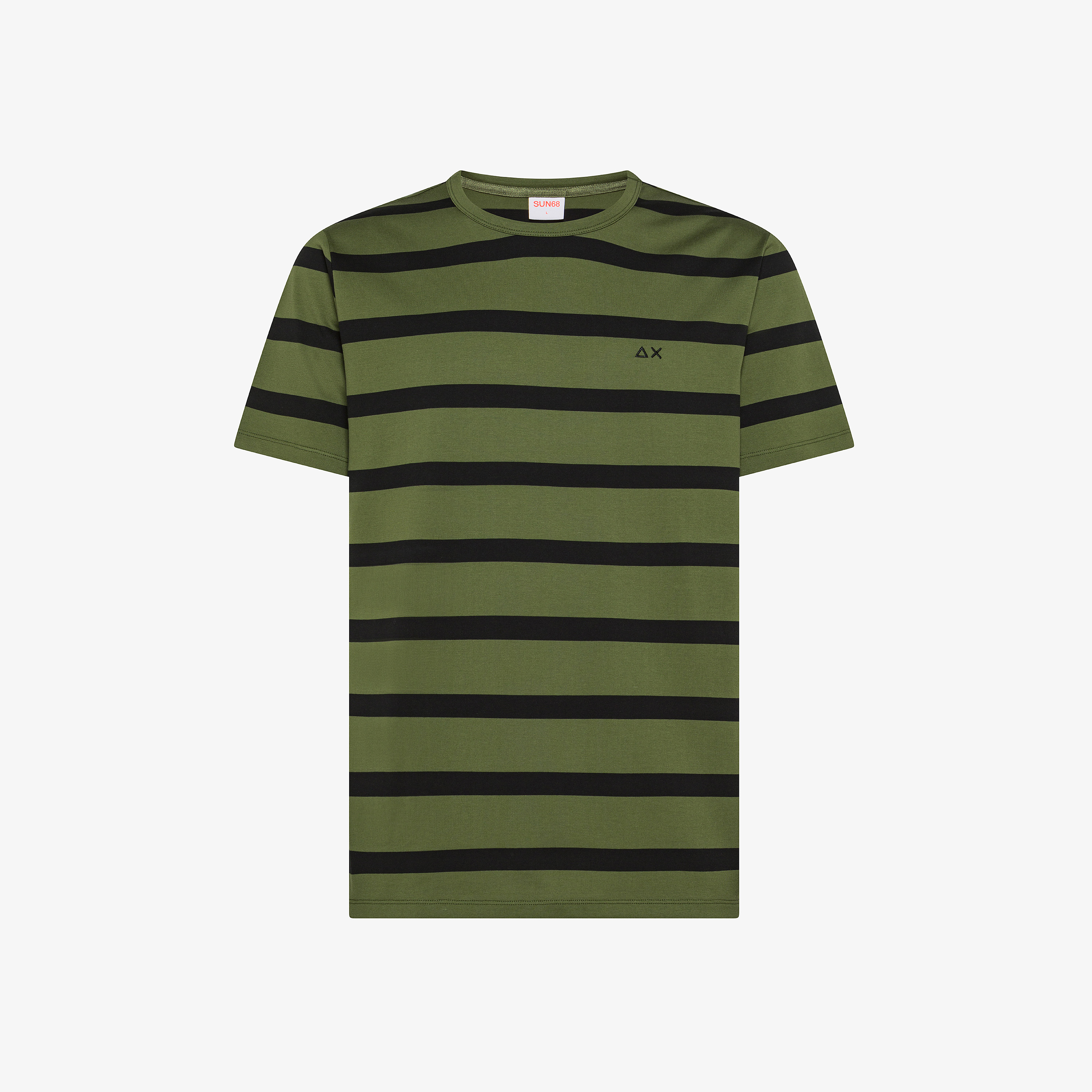 T-shirt in jersey di cotone a righe verde scuro/nero