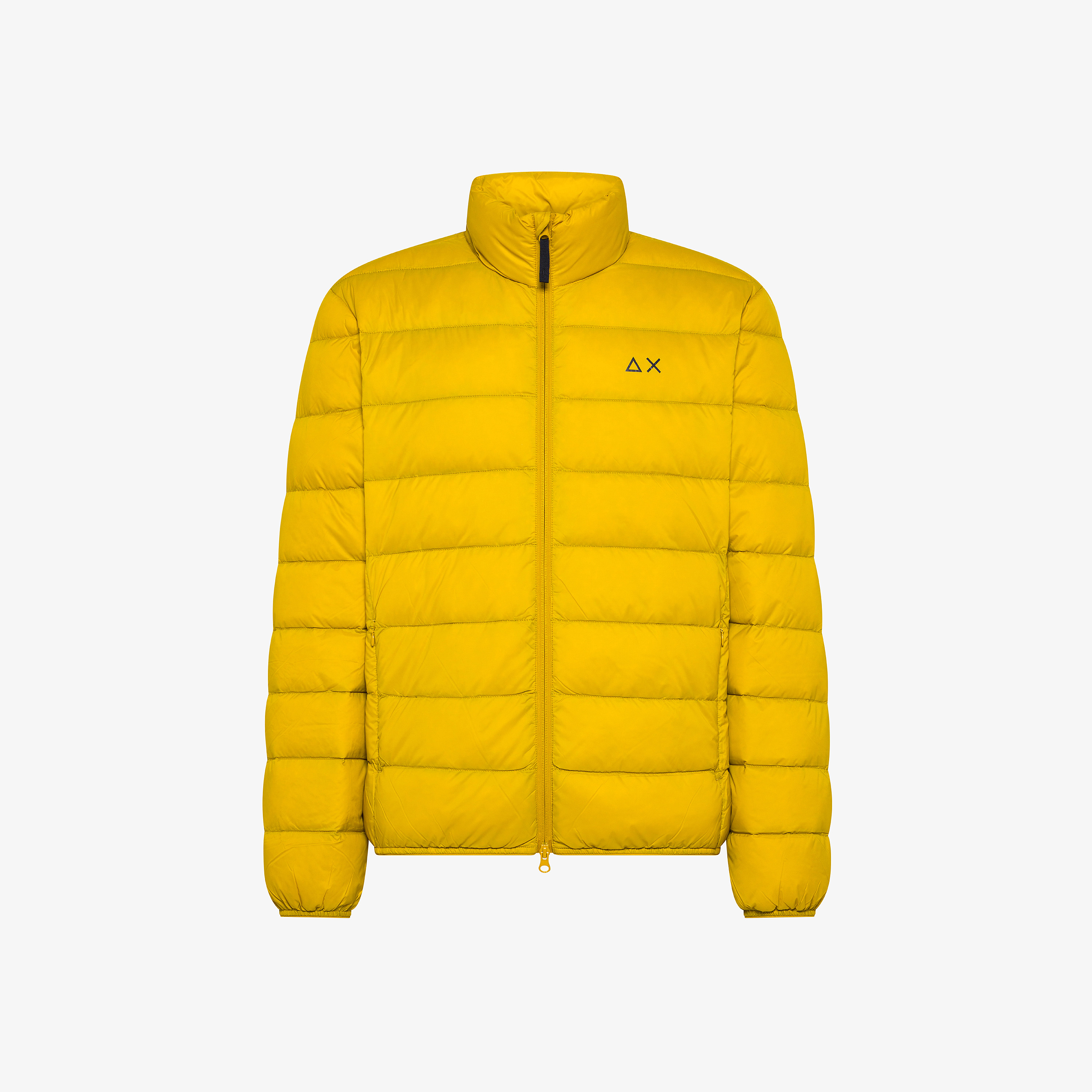 Piumino in nylon trapuntato e imbottito giallo