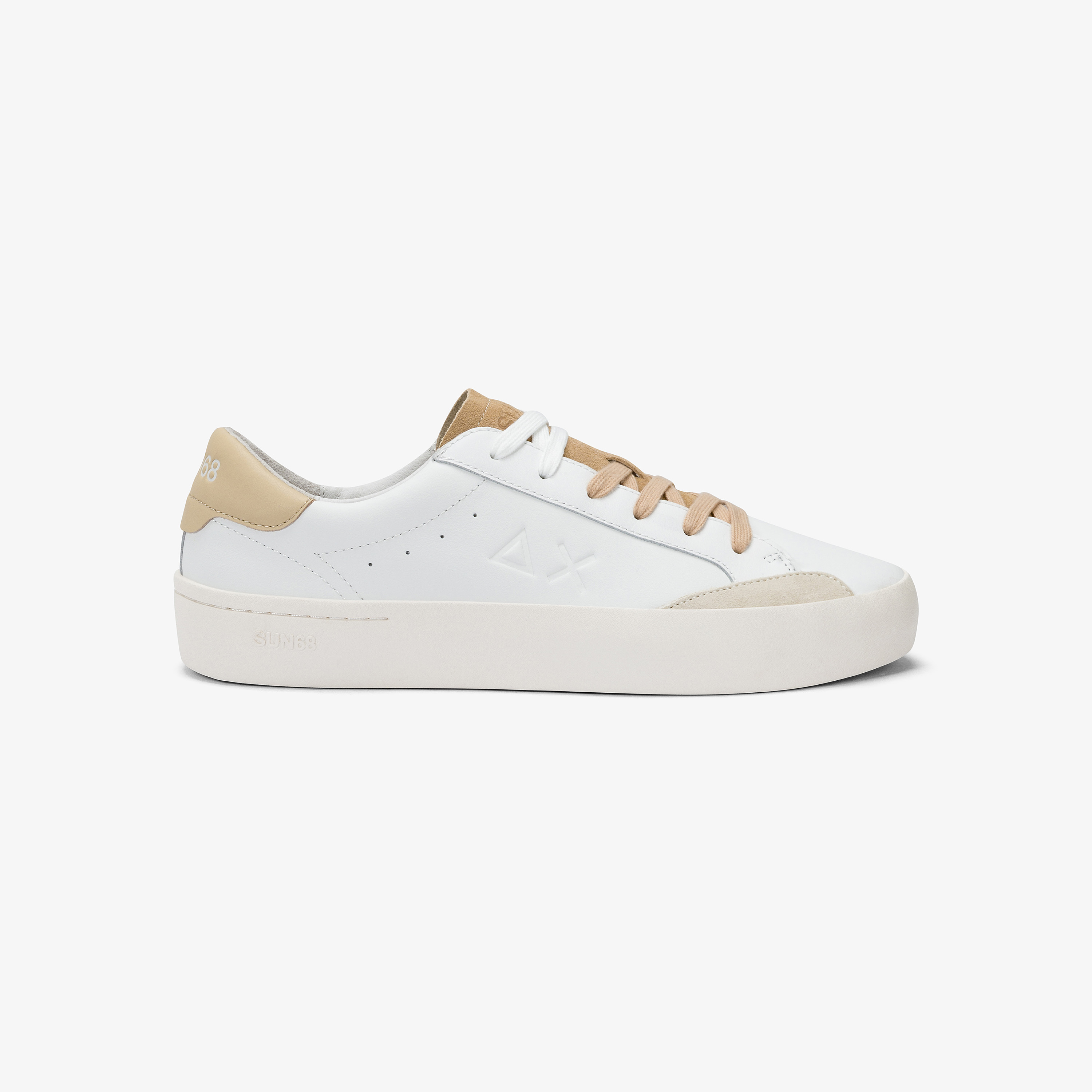 Sneaker Street in pelle bianca e beige