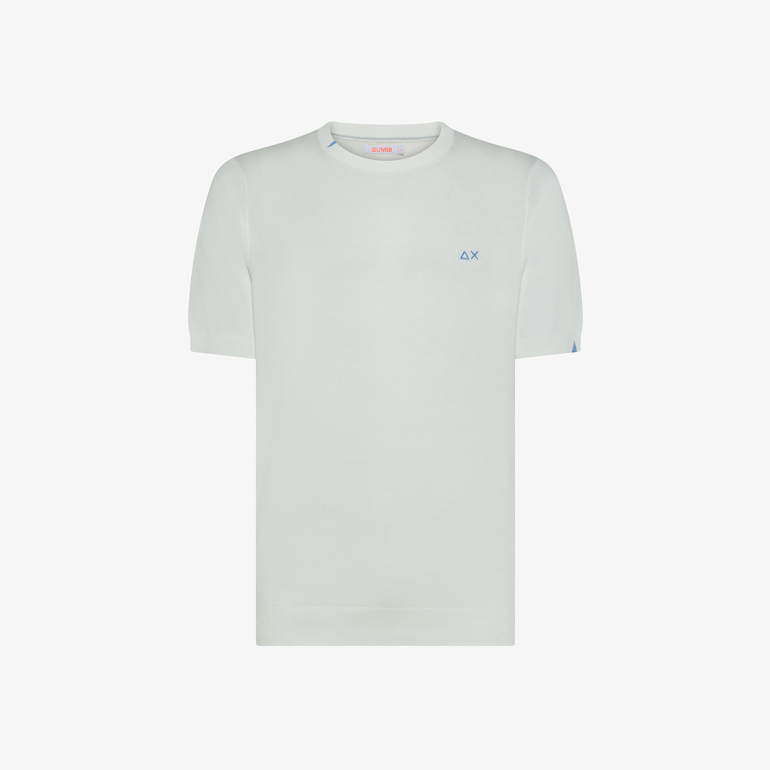 T-shirt in maglia in cotone bianco panna