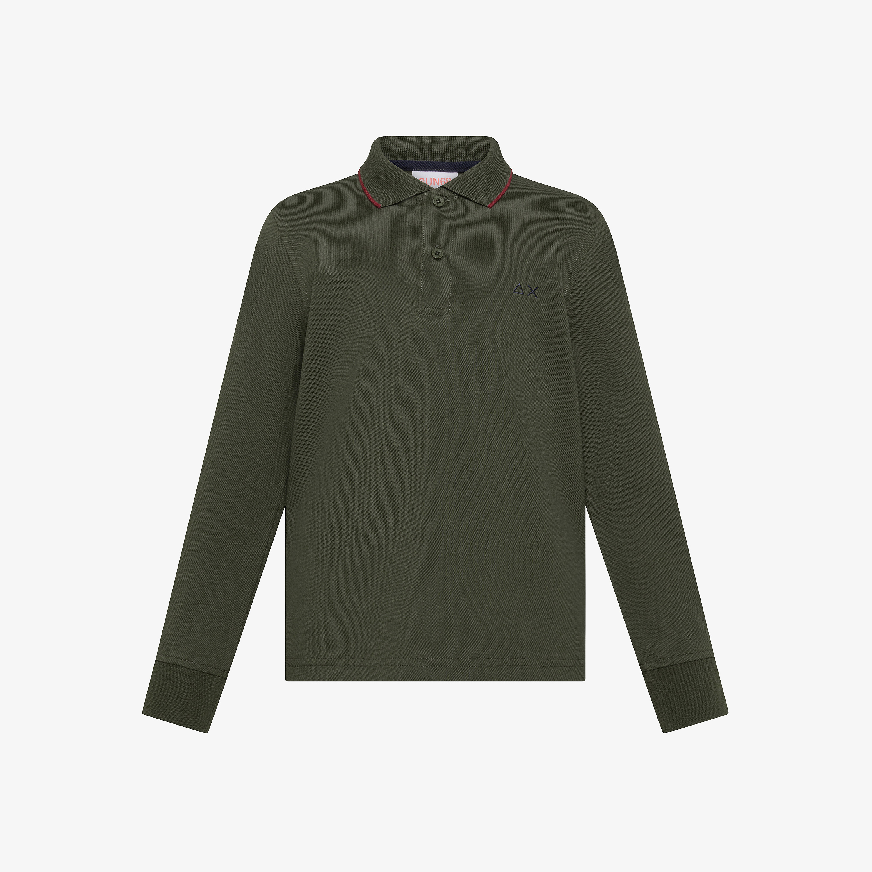 Dark military cotton piqué polo shirt