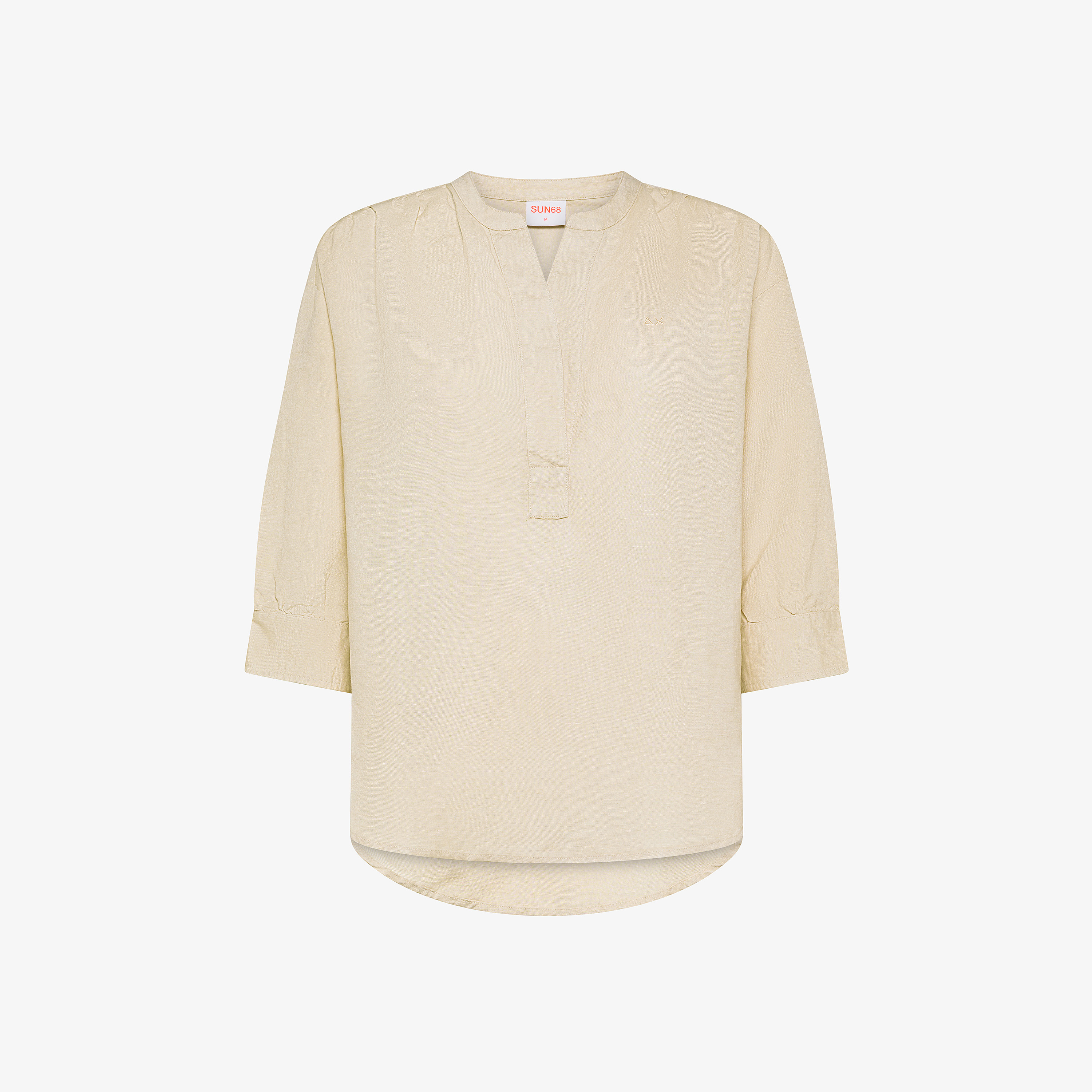 Blusa in misto lino beige