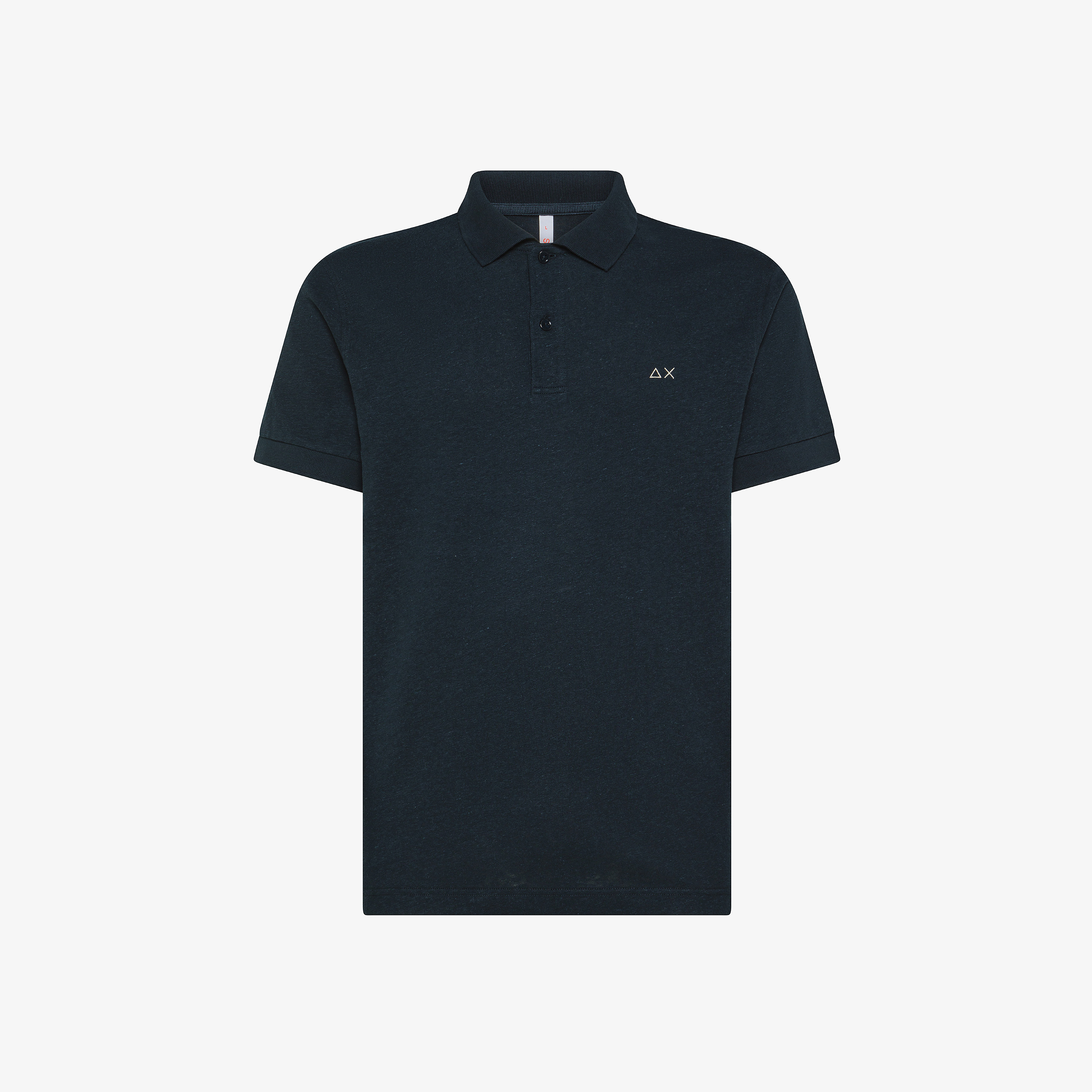 Polo in lino e cotone blu navy