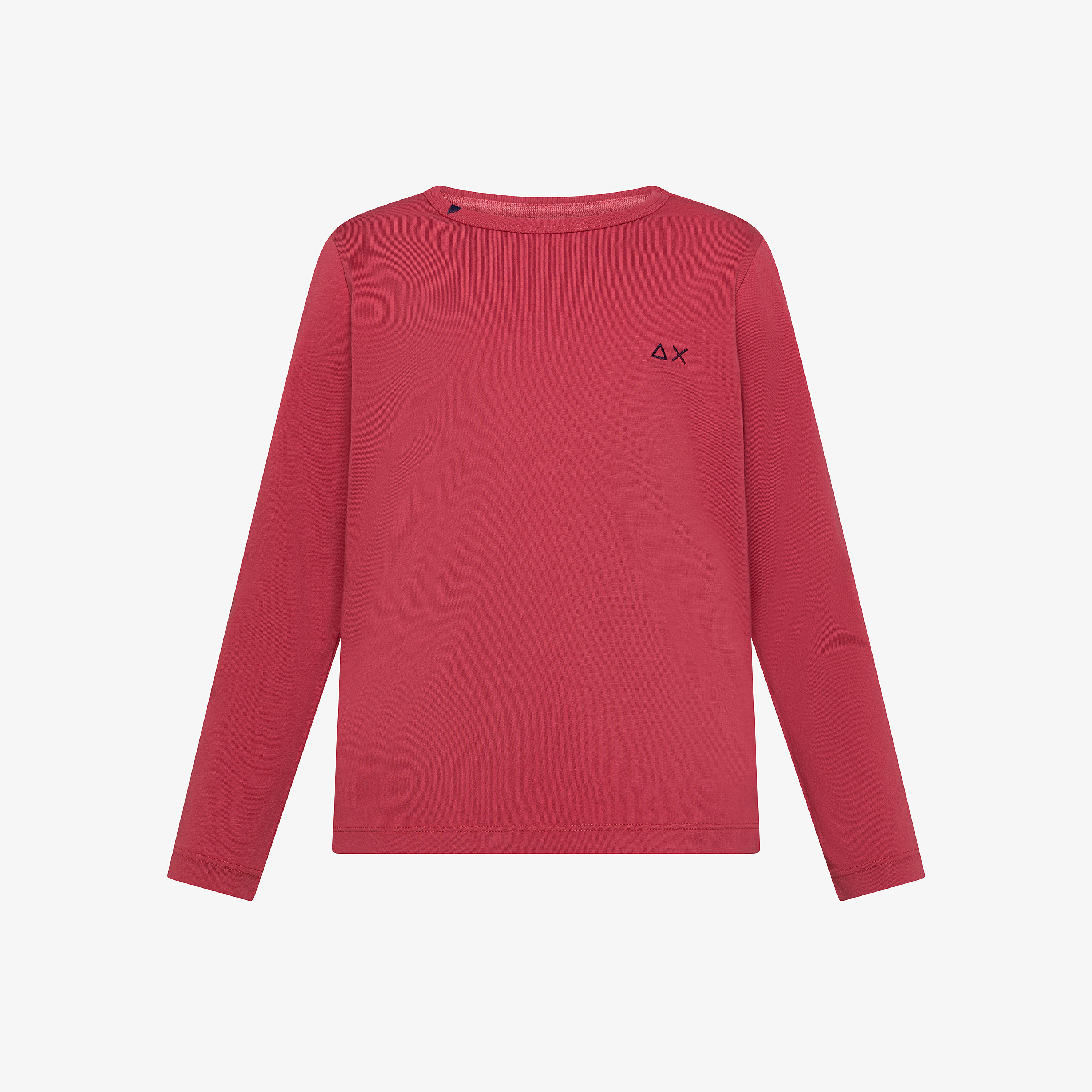 T-shirt in cotone con maniche lunghe corallo