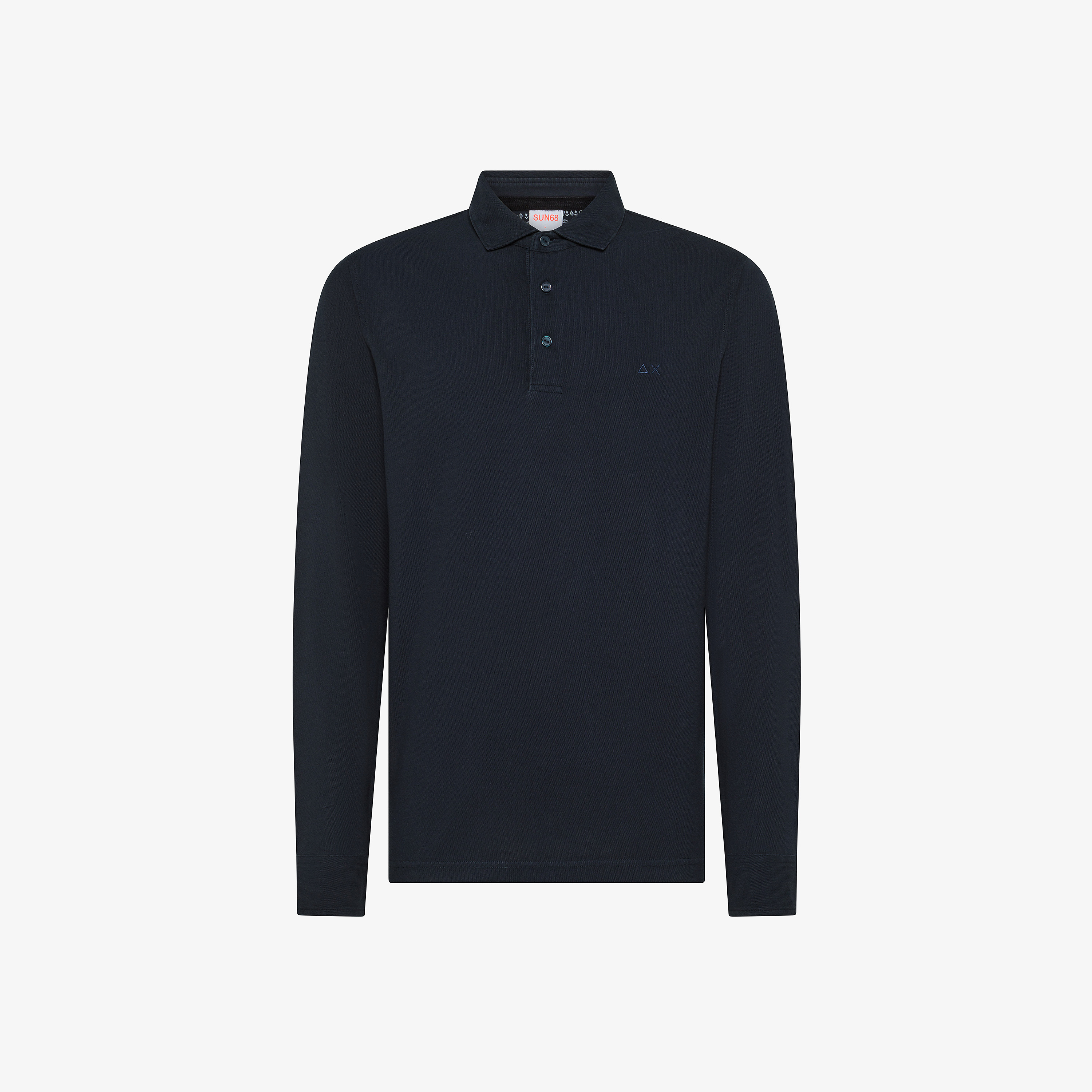 Navy blue long-sleeved cotton polo